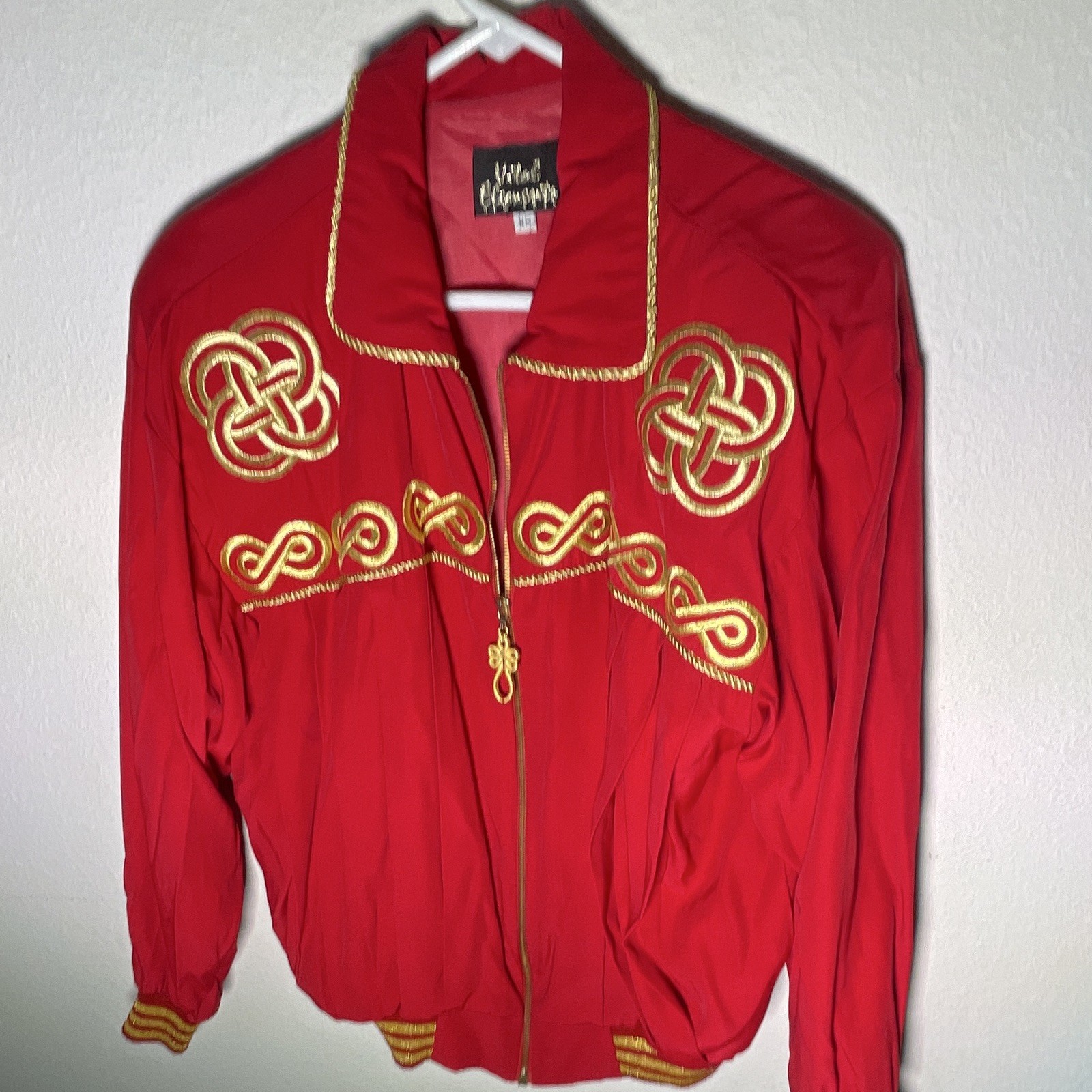 Vital Elements Red/Gold Embroidered Zip Jacket & Pants Pant Suit Set XS
