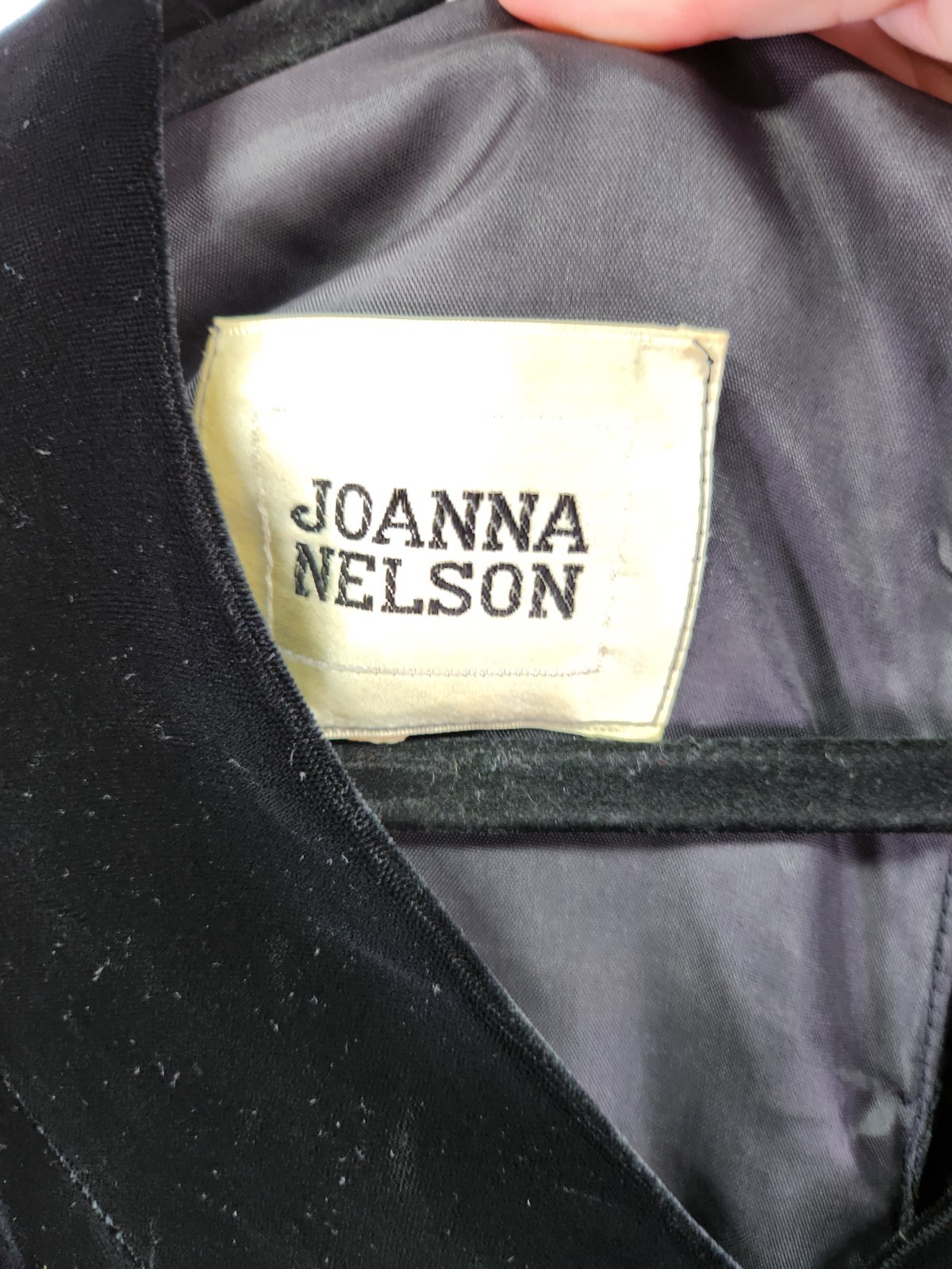 Joanna Nelson Vintage Black Velvet Dress Size Small Satin Bow Midi Party Formal