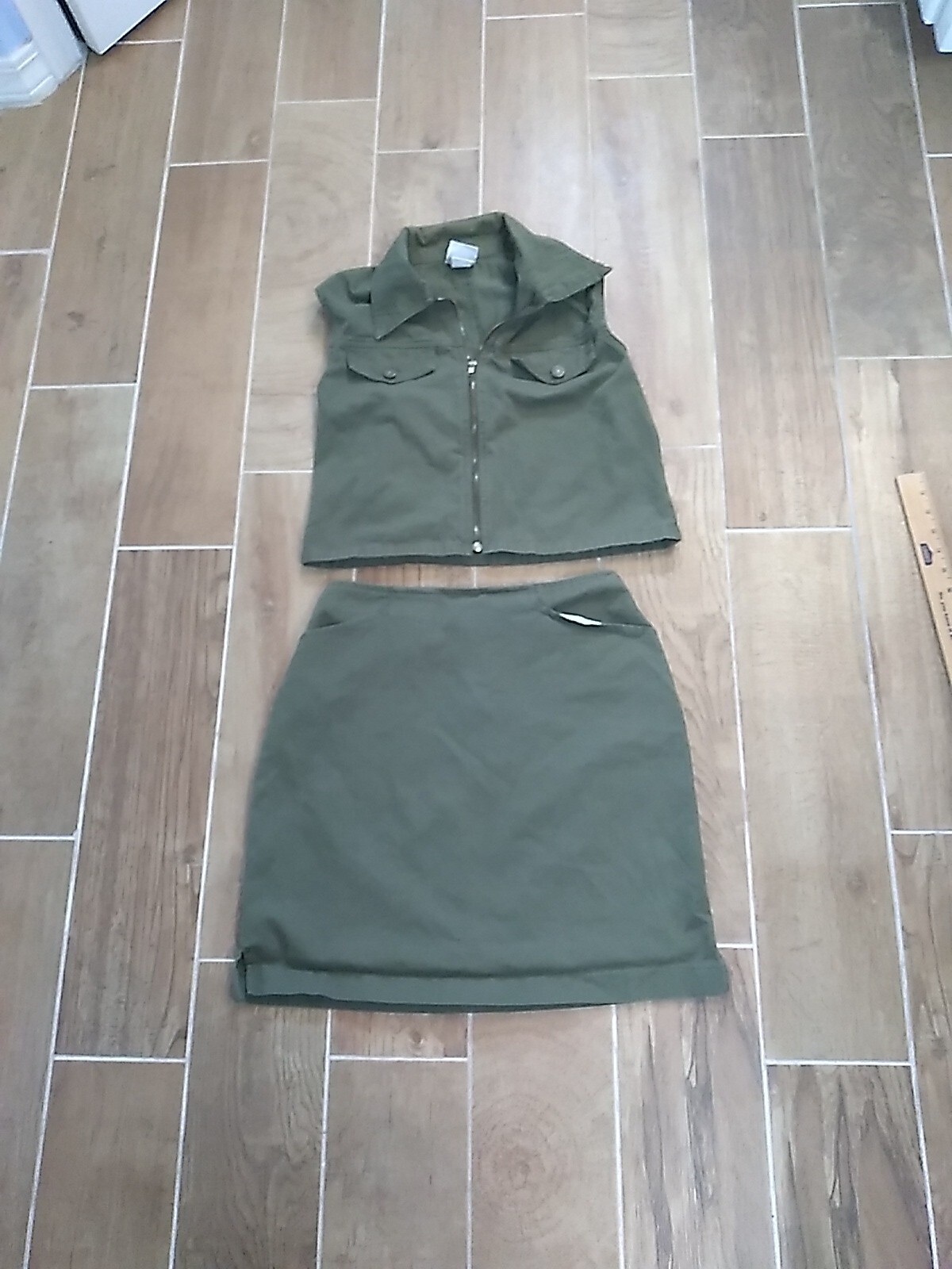 Vntg Women’s N2 Not Guilty Skirt Sz 9/10 Collard Vest Sz M Outfit Pockets 80s90s
