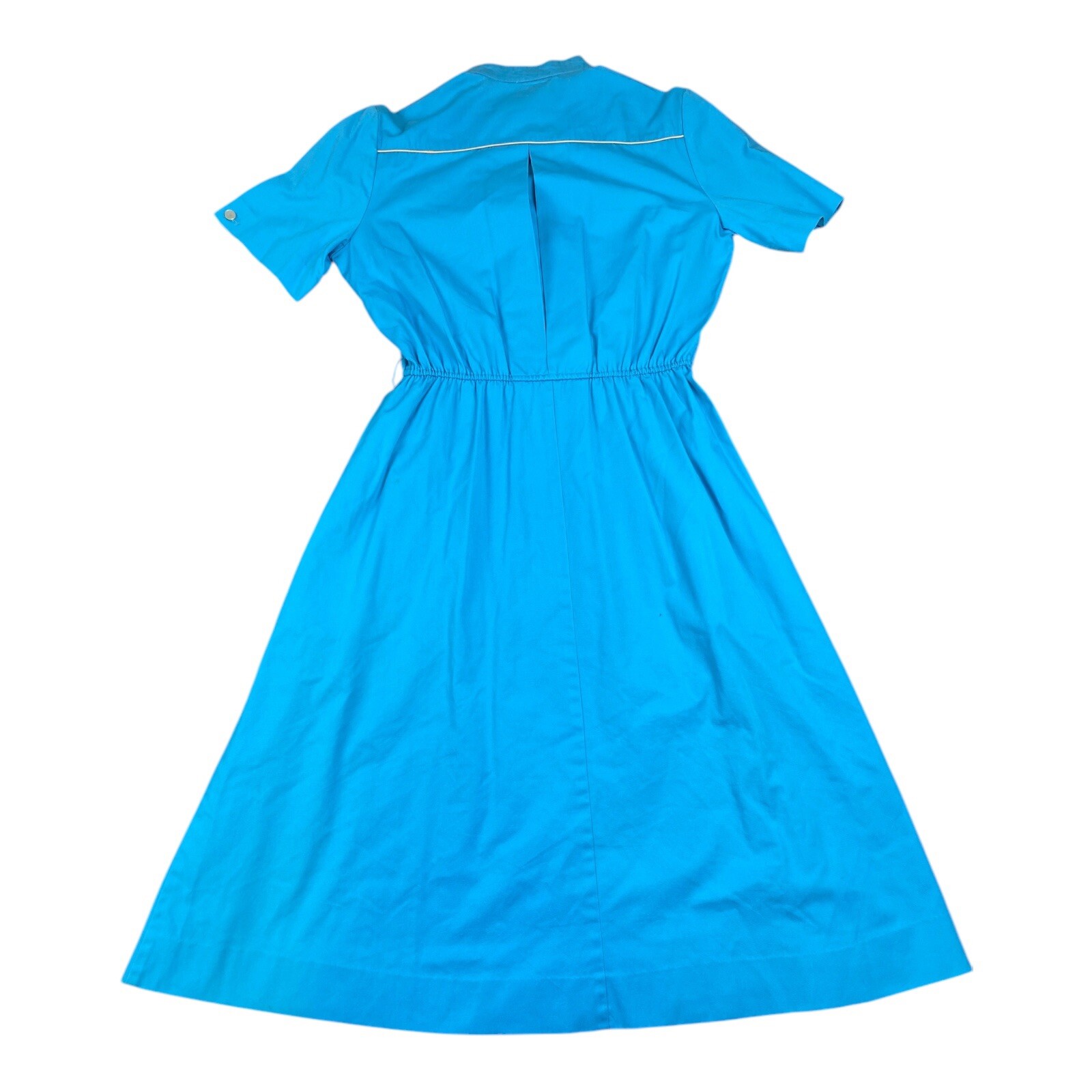 Vintage 1970’s Shirt Dress Sz 13/14 Blue Classic Cinched Waist Utility Pockets
