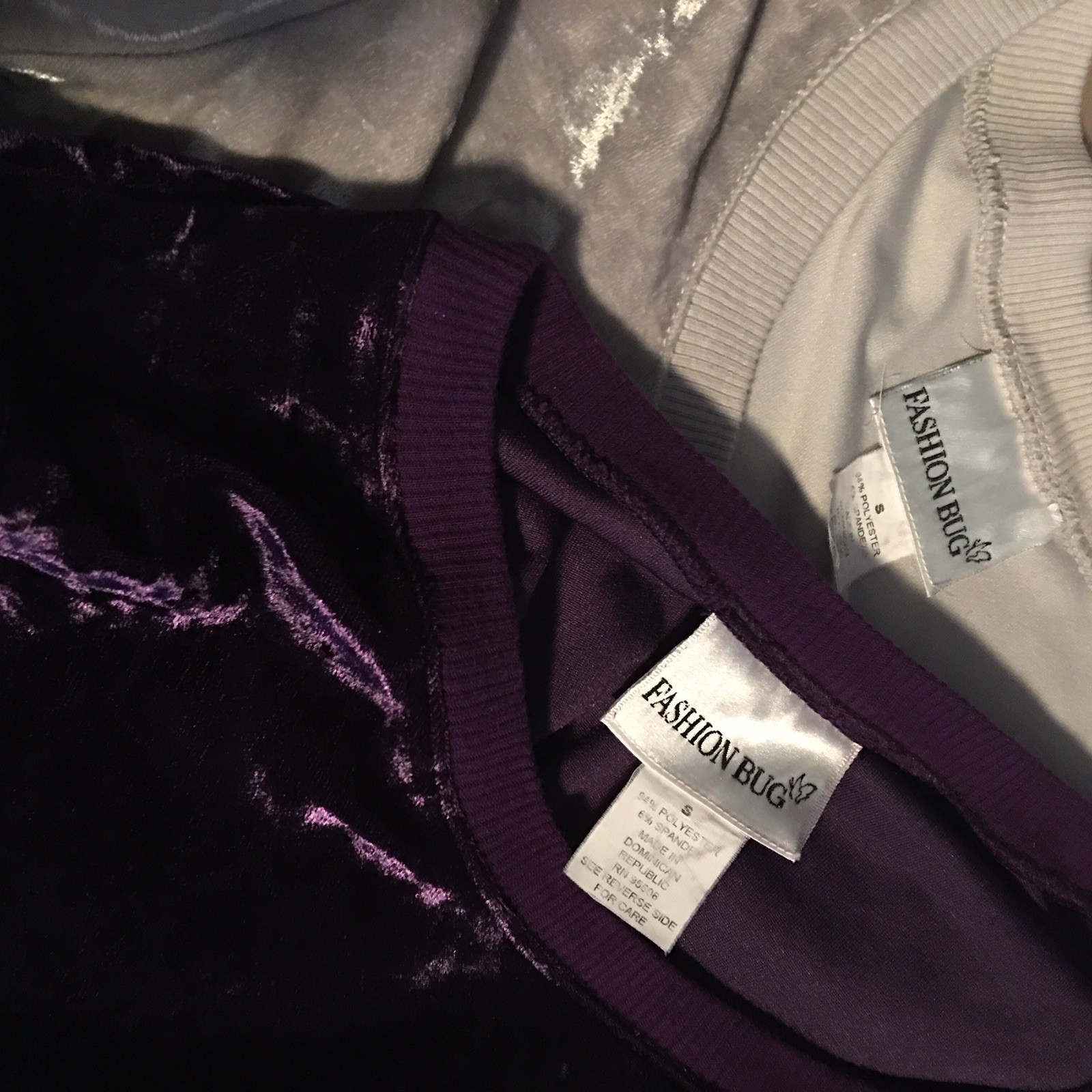 Vtg Fashion Bug Purple Silver Crushed Velvet Pullover Top S