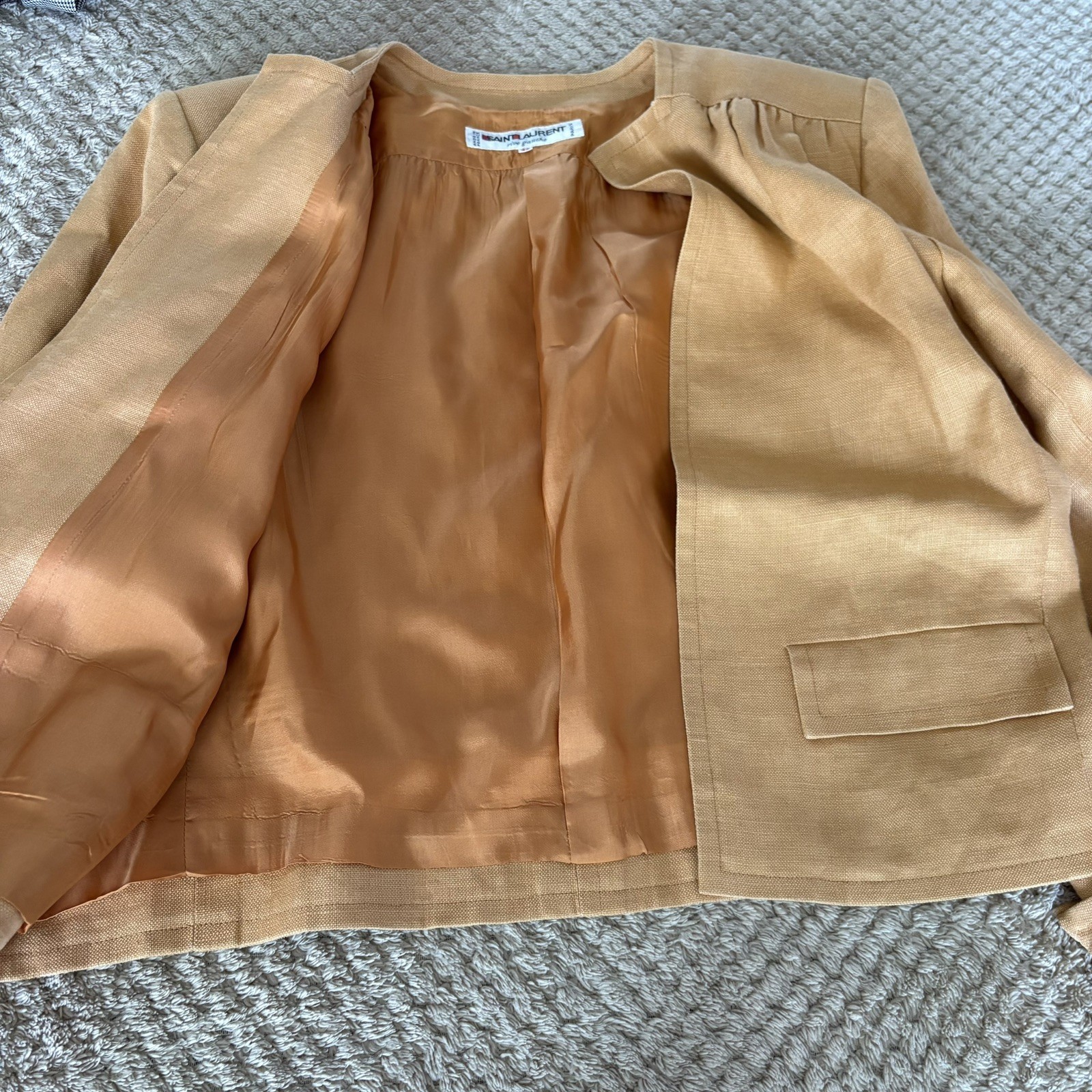 Yves Saint Laurent Rive Gauche Vintage 1980’s Evening Jacket Size 42 Silk Linen