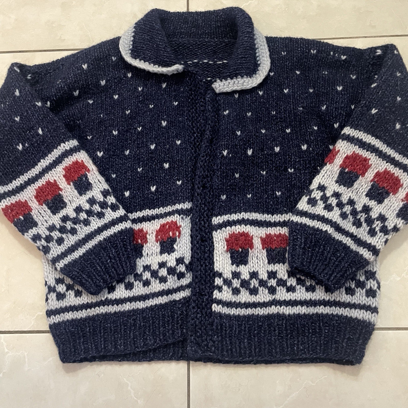VTG Women’s Chunky Hand Knit Cardigan Sweater 1960s-1980s