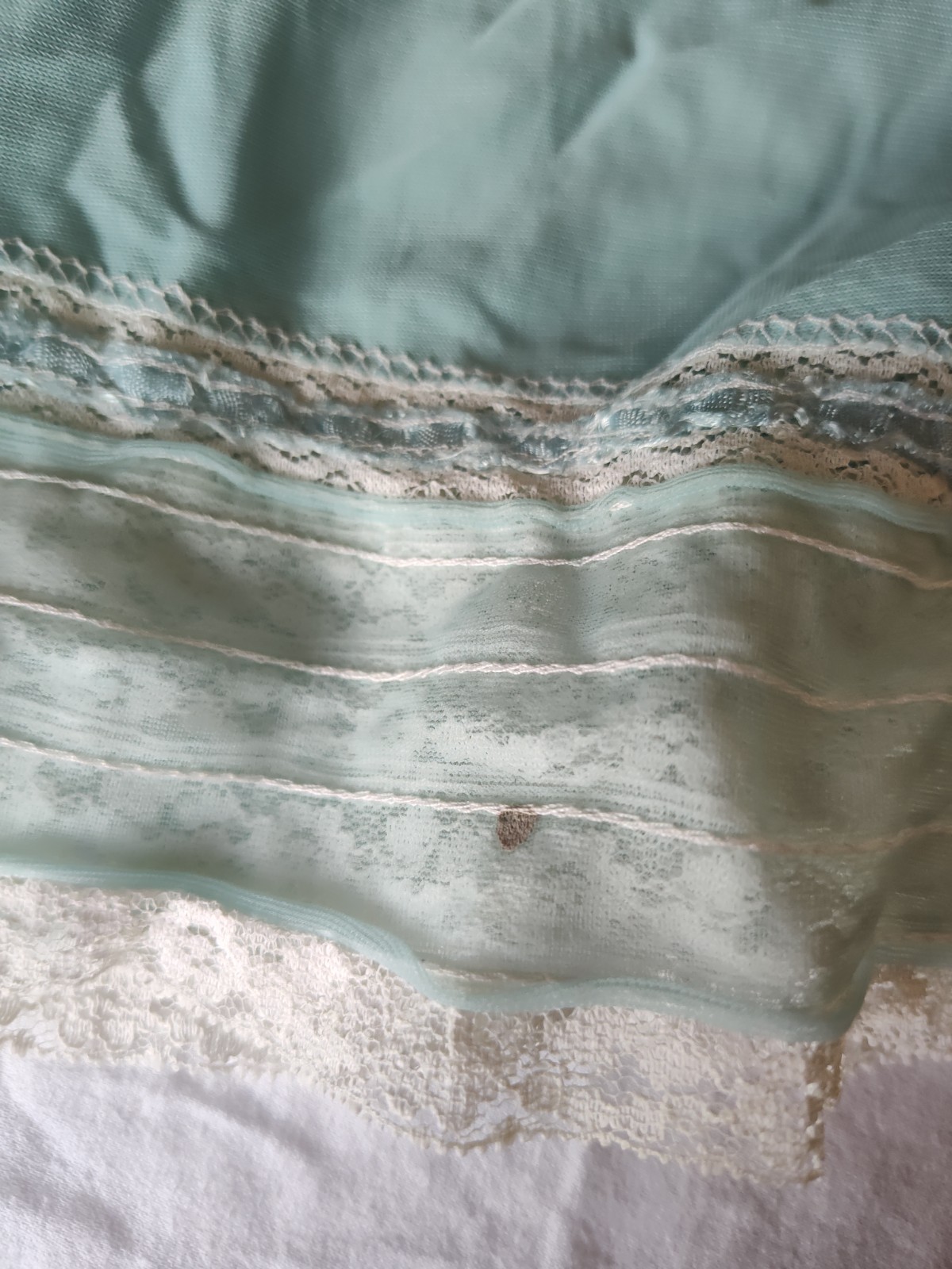 Vintage Teal And White Bloomers With Lace Accent
