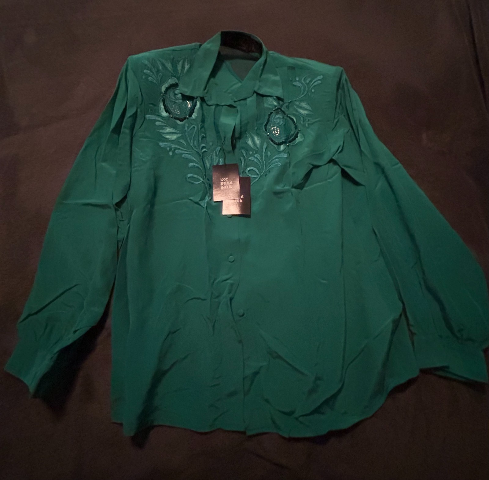 Green Suzelle Silk Shirt – New with Tags