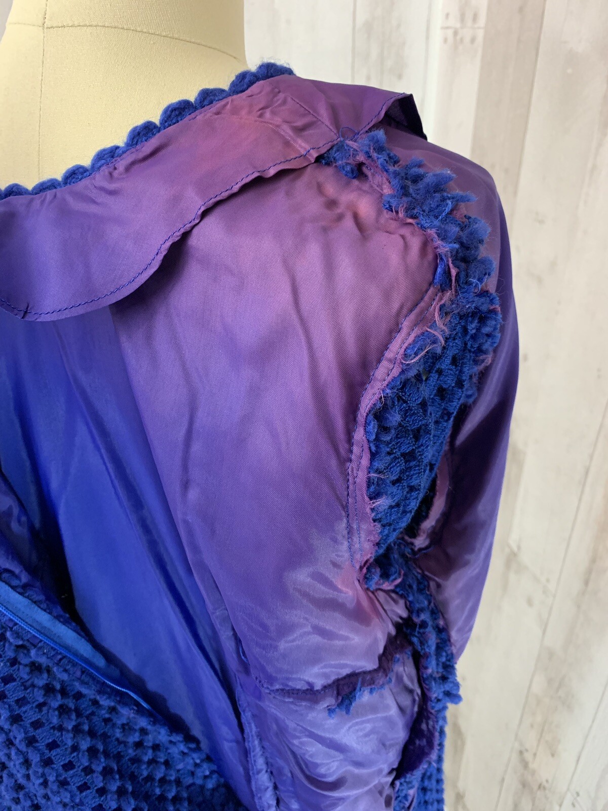 Vintage 1970s Designer Edith Flagg Wool Knit🧶Dress Royal Blue Wiggle 38+ Bust