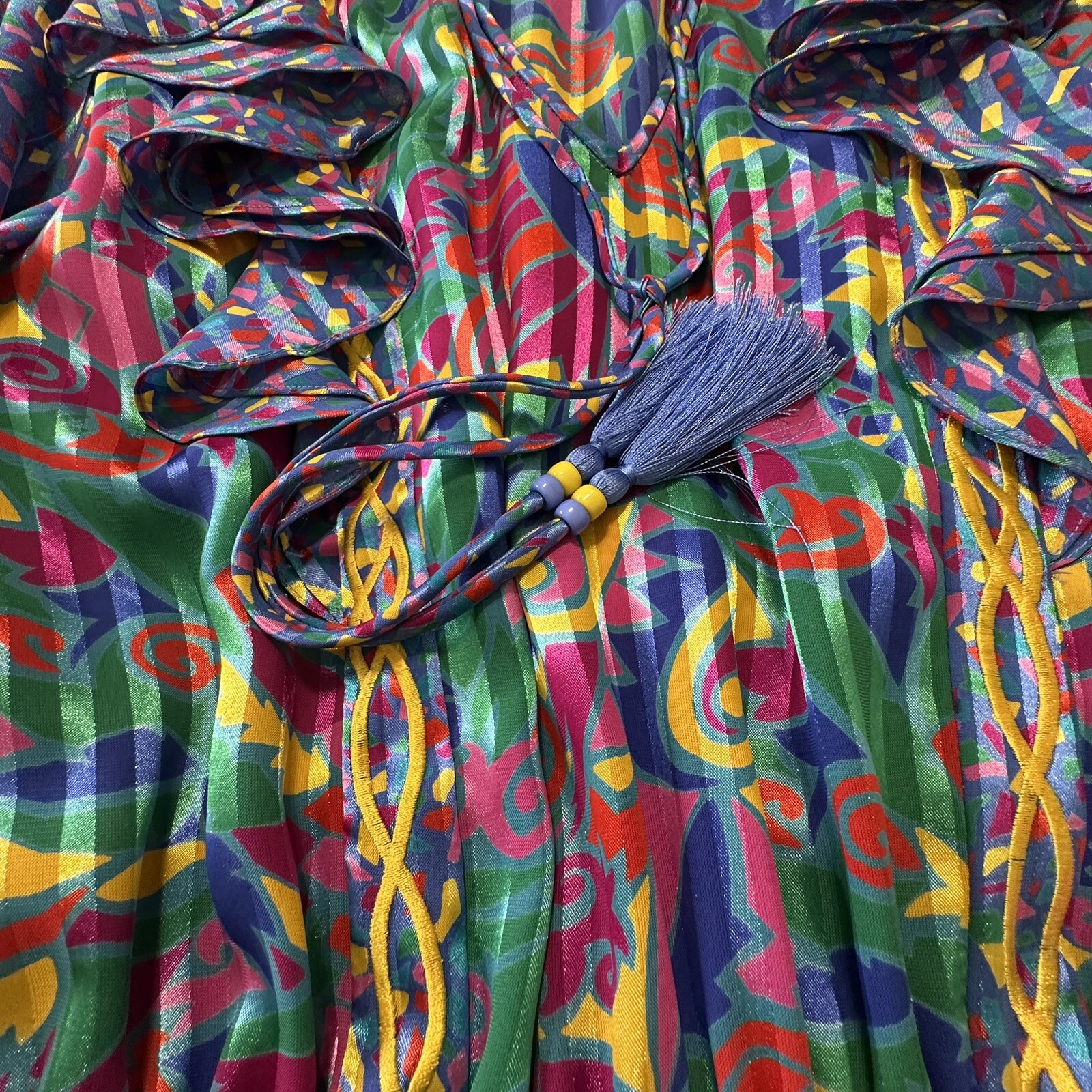 Jaymee Papell Vintage 80’s Beautiful Maxi Dress Cinch Waist Tussles Artsy Sz.Sm