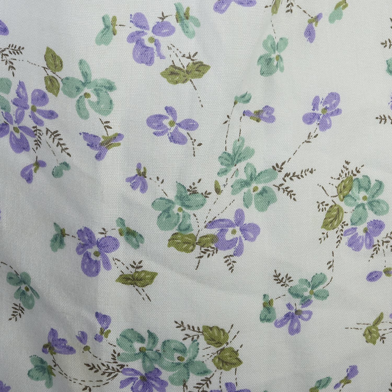 1970s XS Light Blue Smocked Tie Back Floral Blouse Short Balloon Sleeves