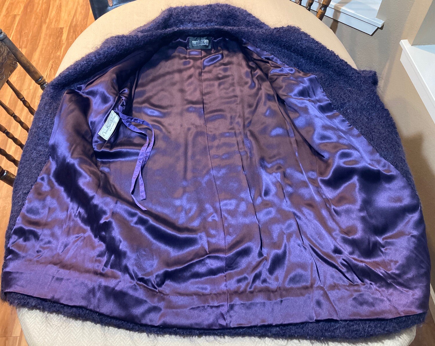 Vntg 1960’s Monte Sano Pruzan Mohair Cocoon Coat Nordstrom Plum Purple Wool M L