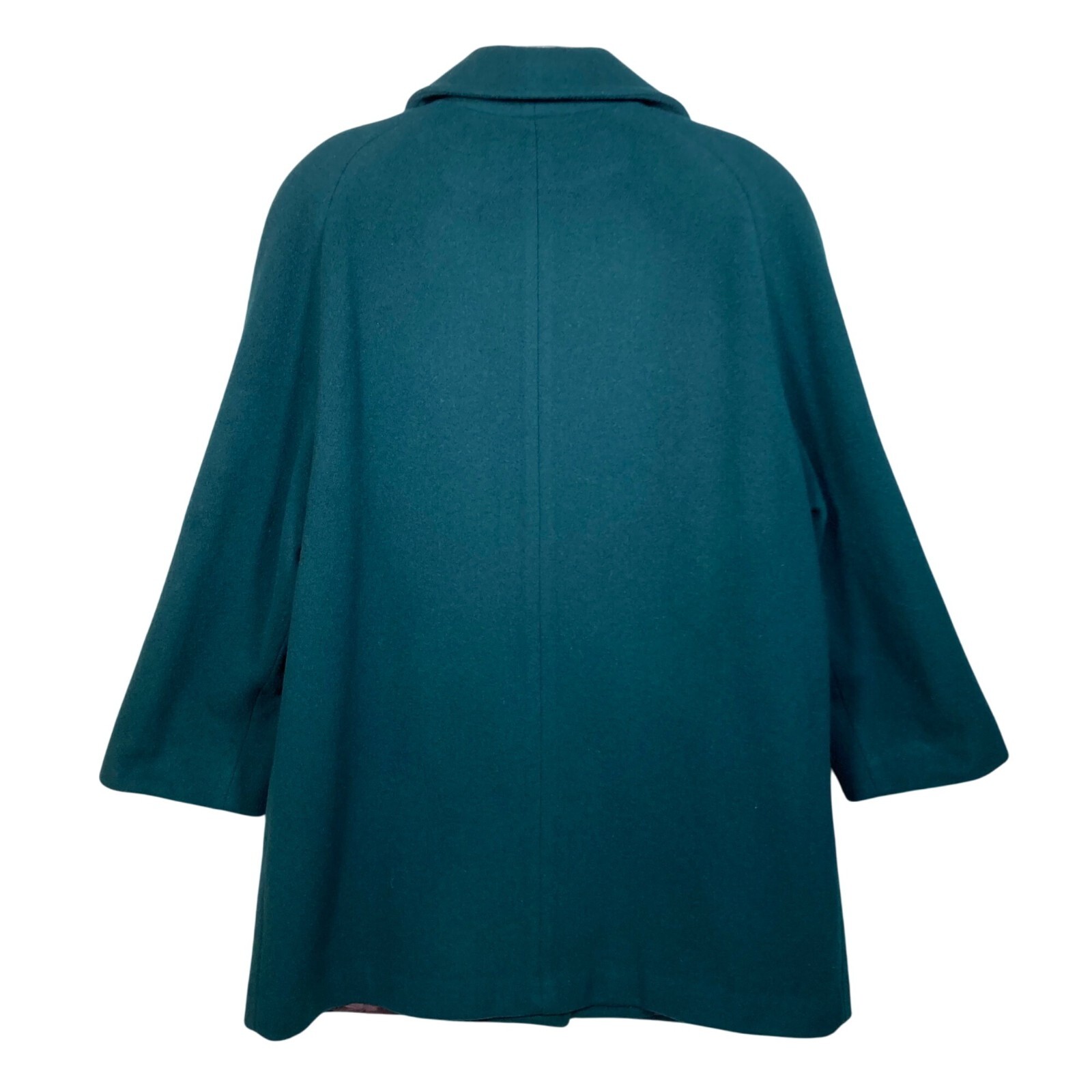 Vintage Herman Kay Womens Dark Green Wool Blend Long Coat Button Pockets Size 16