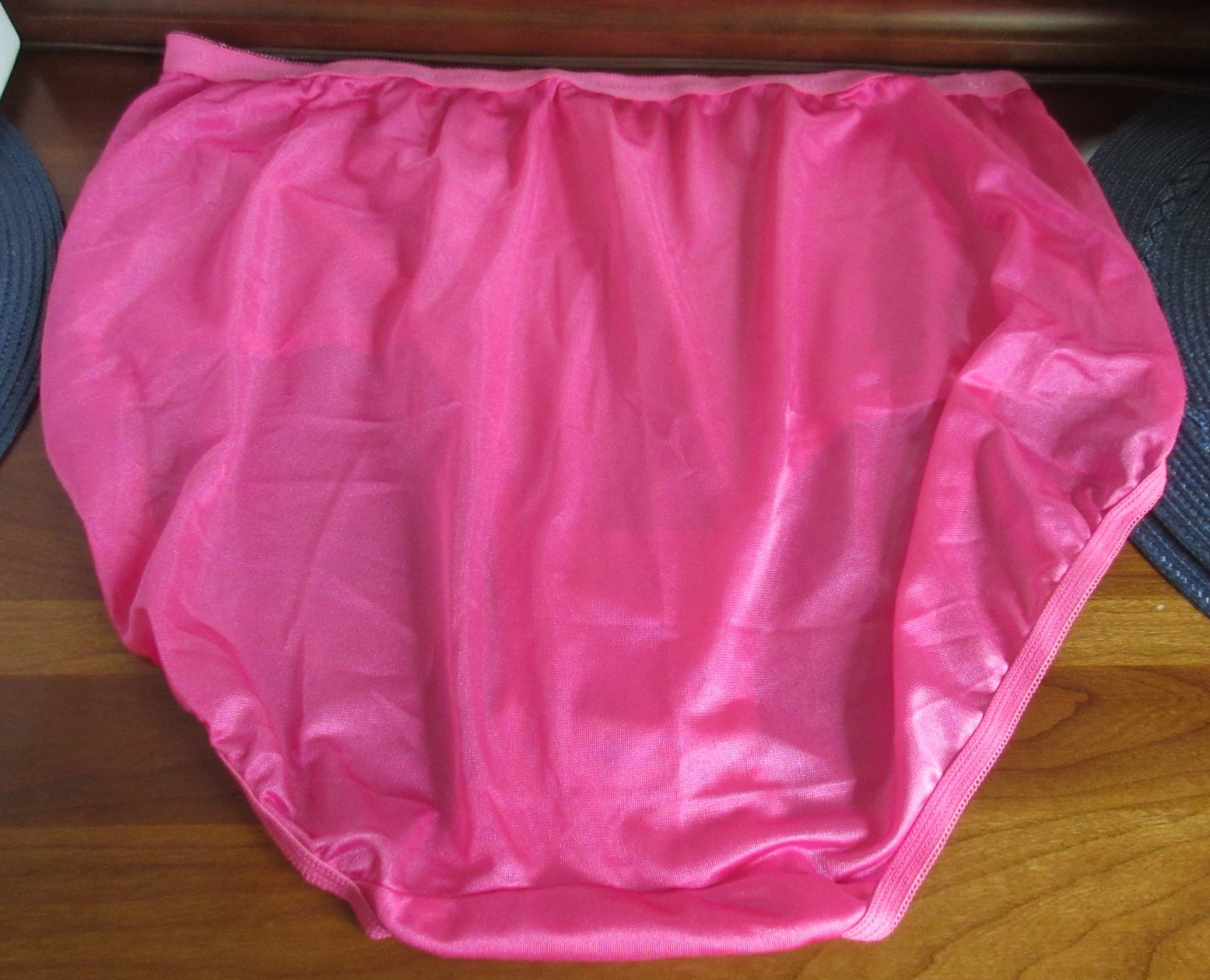 WIDE GUSSET silky sheer nylon JEWELL PINK SISSY HI CUT panties brief 10 / 3X