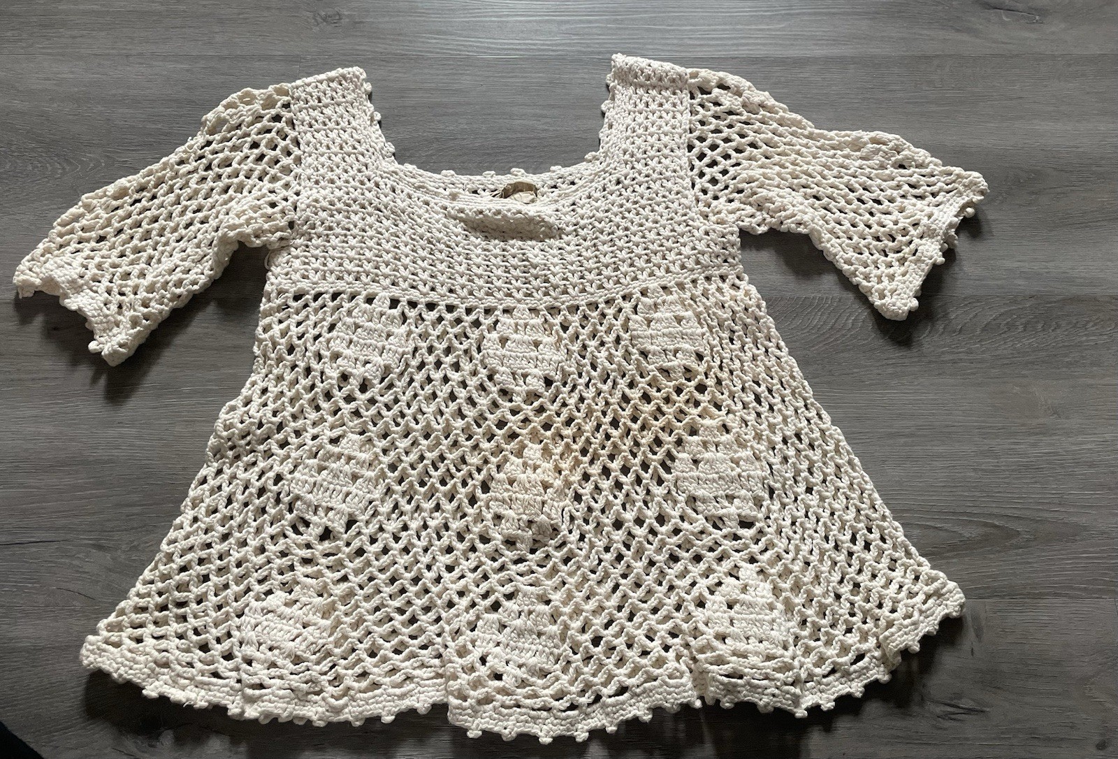 Therese Massoglia Original Crochet Top Handmade Haiti Boho Festival Vintage