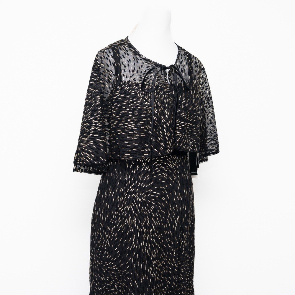 Adrianna Papell Glitter Evening Gown with Cape