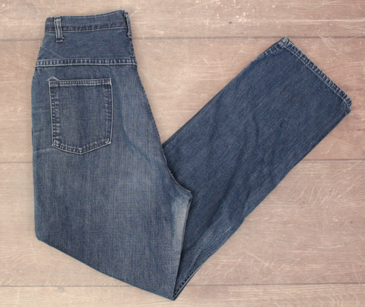 VTG Women’s 60s Blue Denim High Waist Straight Leg Jeans Sz 27″ 1960s