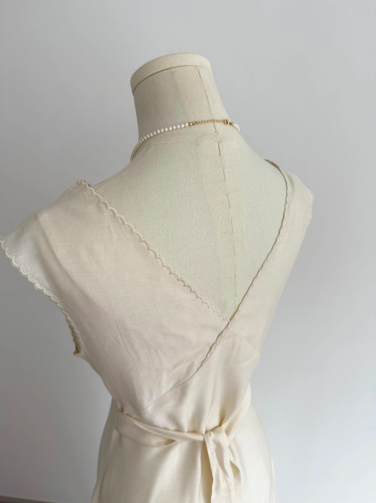 Vintage Ivory Satin Slip Dress Lace Embroidered Maxi Midi Coquette Fairy Dress S