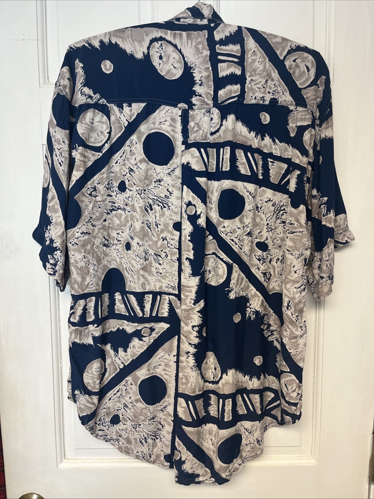 Vtg 1980s Pop Art Rayon Women’s Big Shirt Tunic „Goouch” Made in India Size S