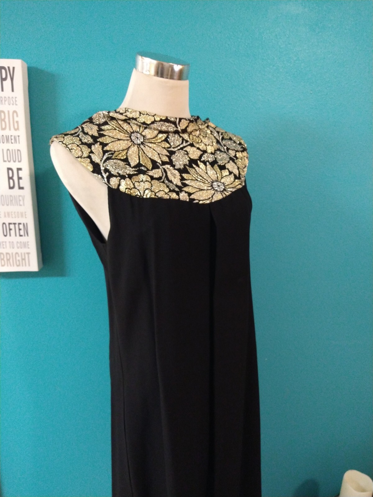 Vintage Gold And Black Dress Shorts/ Short Dress 60s Wanda Belli