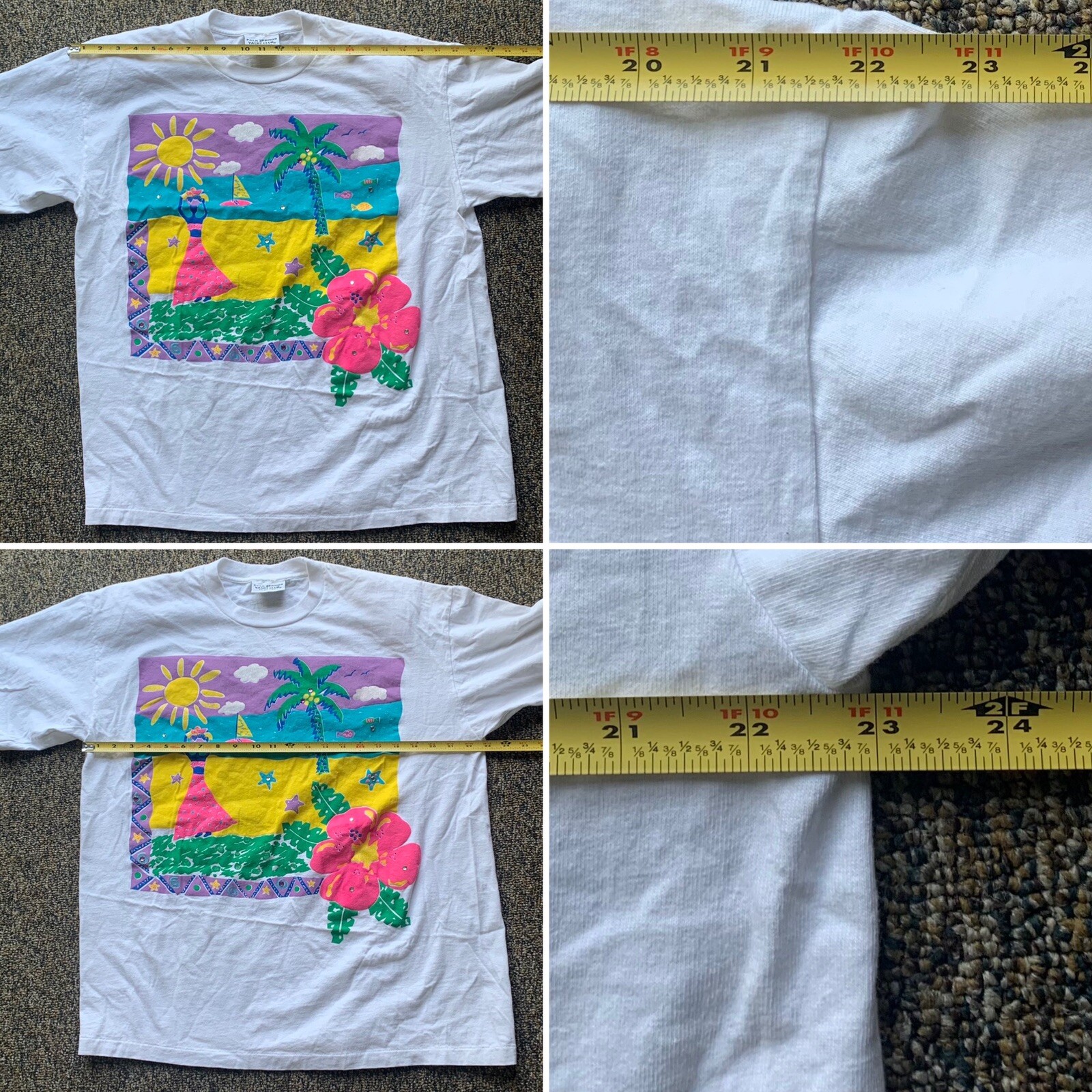 Vintage Palm Springs Yacht Club T Shirt Colorful Tropical Graphic Tee One Size