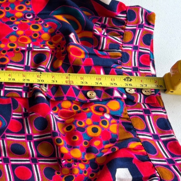 Vintage Geometric Abstract Print Maxi Skirt Retro Small / 6 Pink