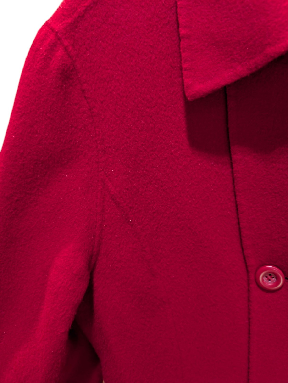 Vintage Red 100% Boiled Wool Coat- Medium, Carole Little, Button Front, Collared