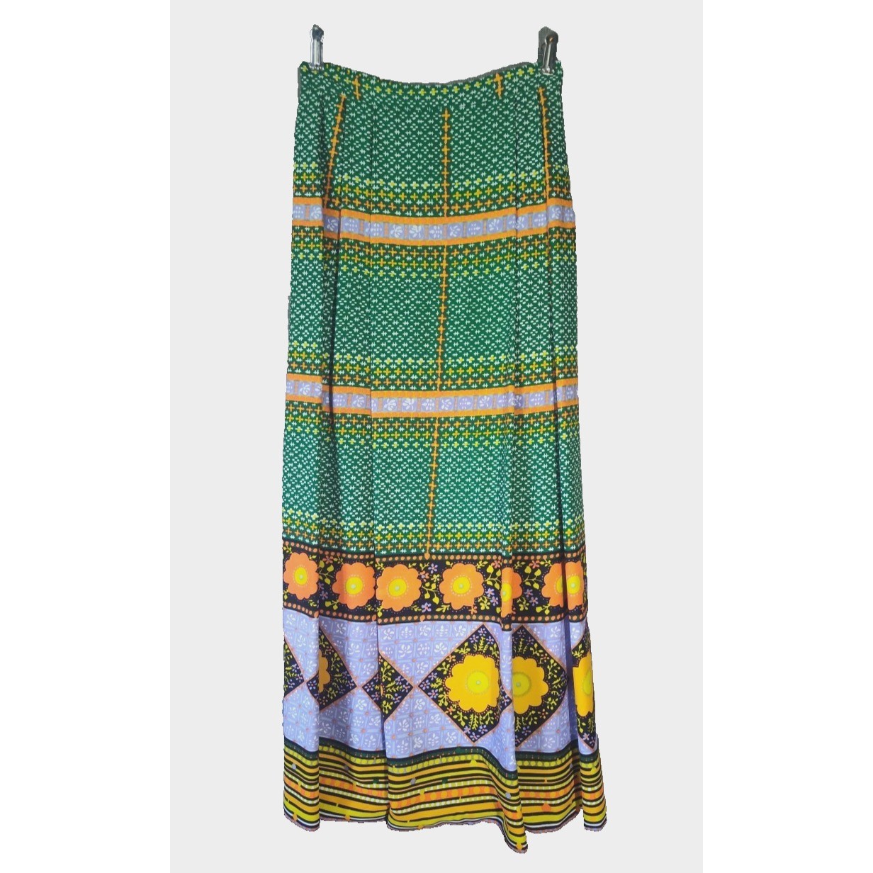 Malbe Originals Vintage Maxi Skirt Size 9/10 Colorful Happy Hippie Festival 70s