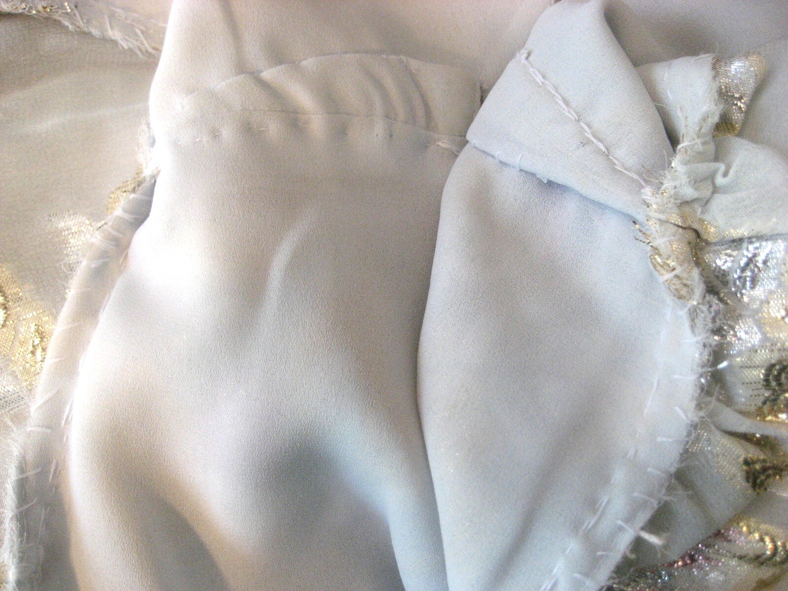 Vintage 1980s Petra Dress Light Grey w/ Silver, Gold, Pink Metallic Threads