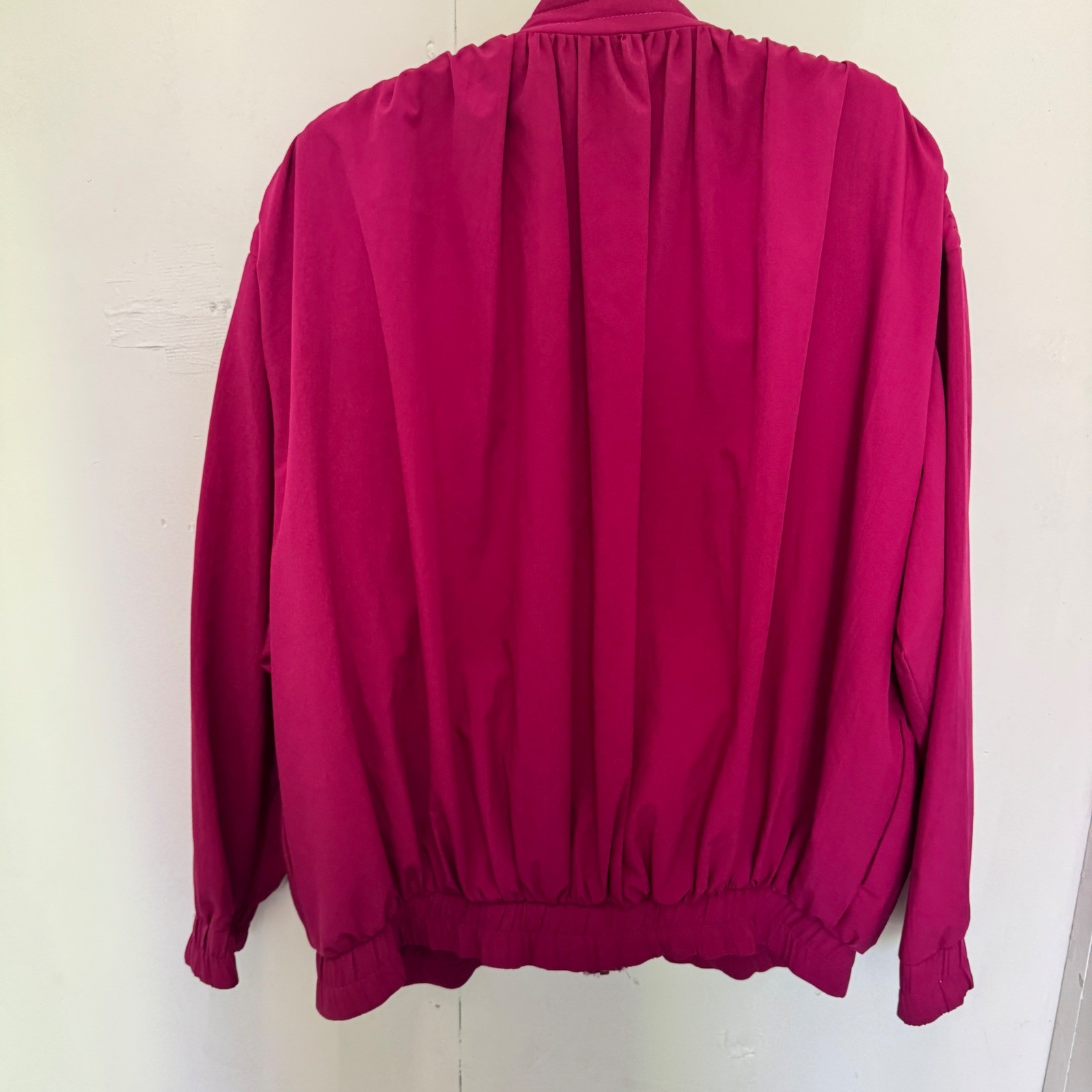 Rothschild San Francisco Vintage Magenta Pink Pleated Zip Up Bomber Jacket L