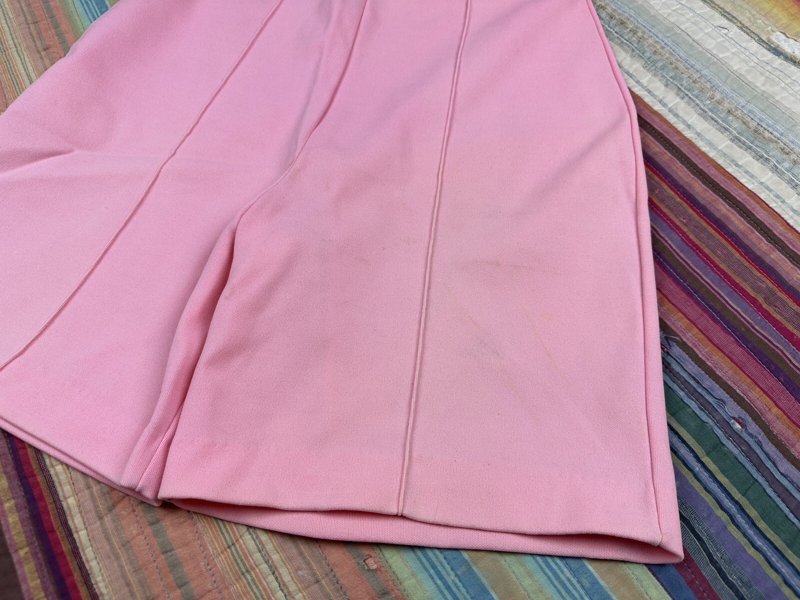 Vtg 60s 70s Jane Colby Polyester Stretch Pintuck Shorts Pastel Pink Womens 13-14