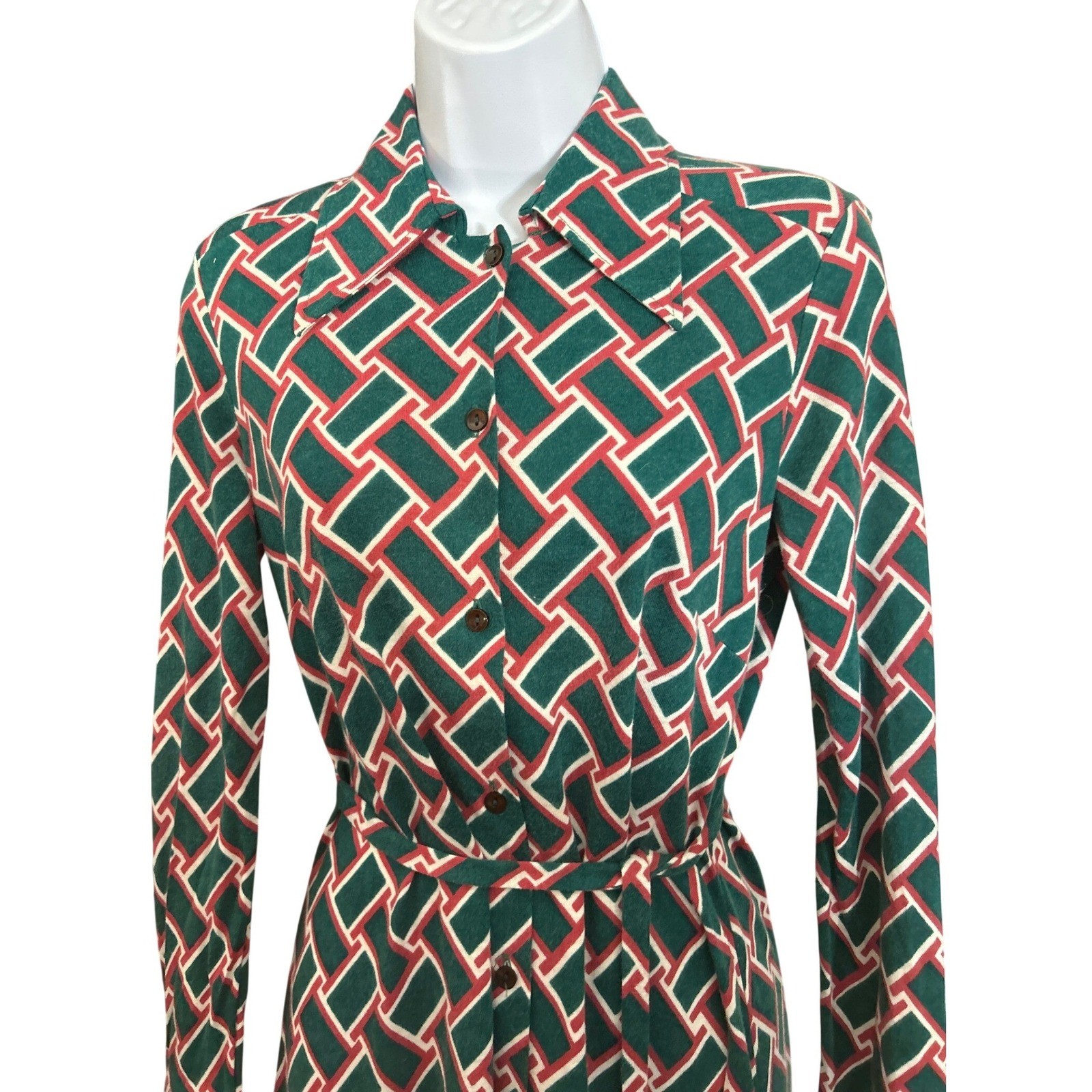 Vintage 70s Diane von Furstenberg Shirt Dress Geometric Mod Retro Chic Designer
