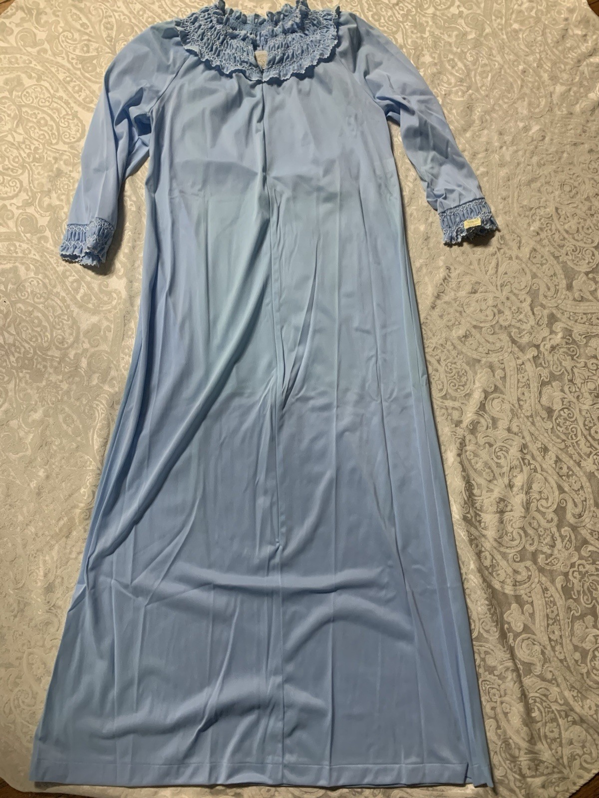 VTG Loungewear By Gossard Robe Maxi Dress Nightgown Gown Blue sz P/XS Women