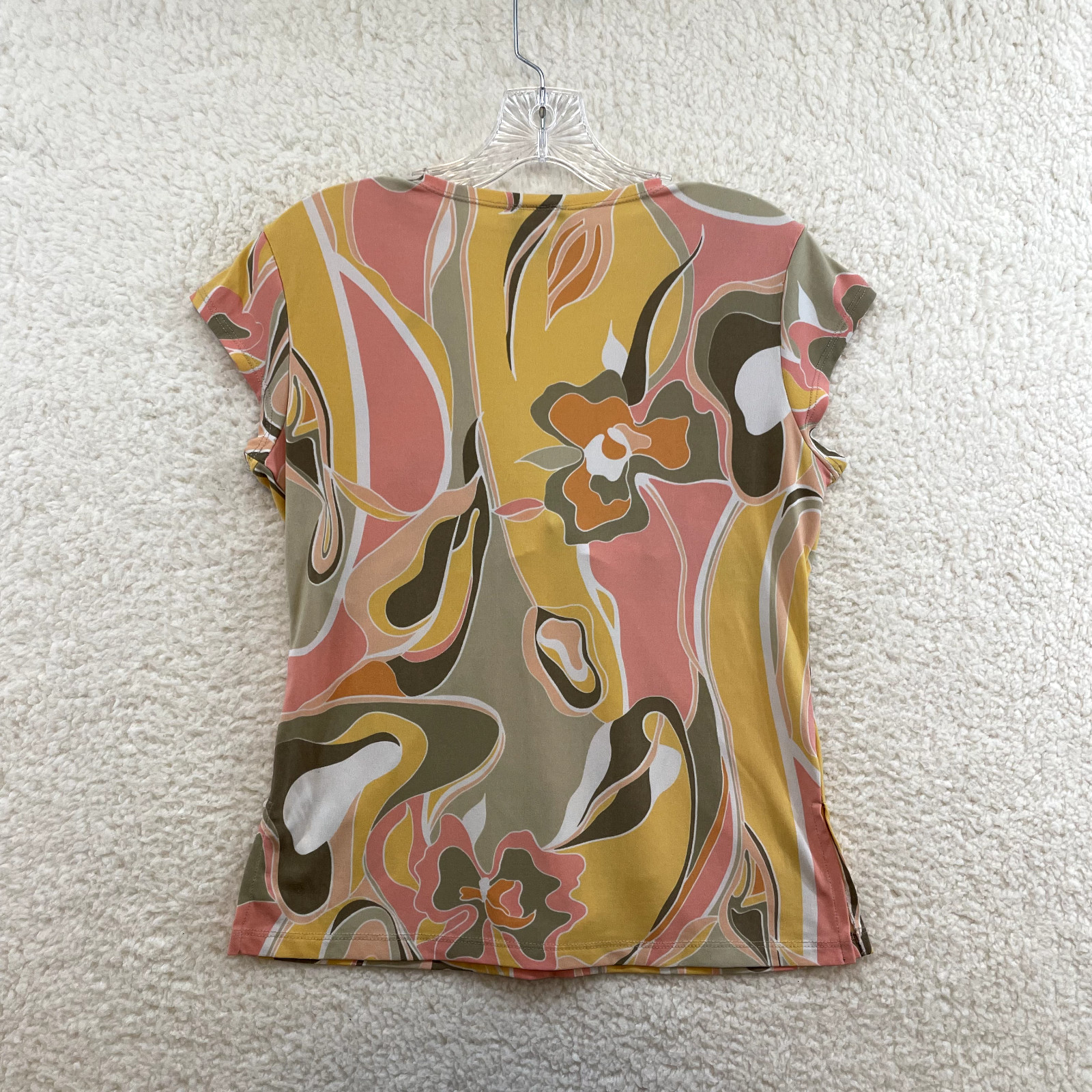90s Y2K Vintage Top Large Orange Slinky Groovy Psychedellic Retro 70s Pattern