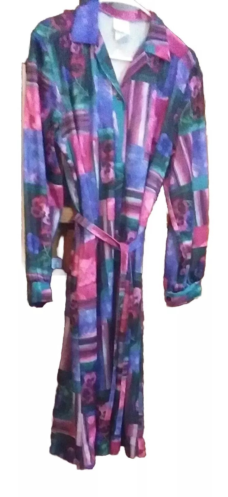 Vintage 70s 80s Nancy Frock Dress Womans Size 14WP Belted Geometric Floral