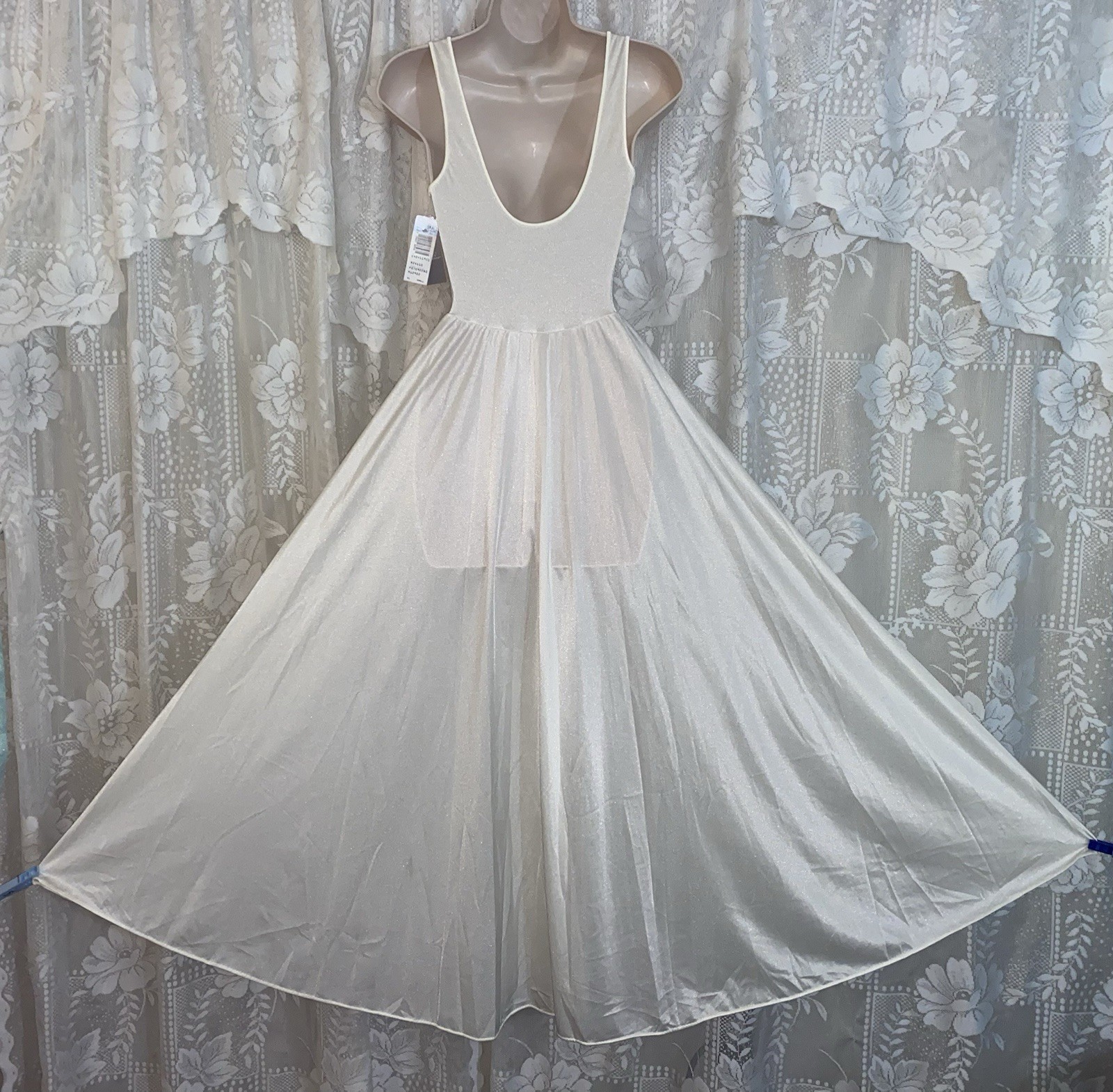 VTG NWT S OLGA Bridal IVORY Classic FULL Swp Nylon Nightgown Negligee Gown 92280
