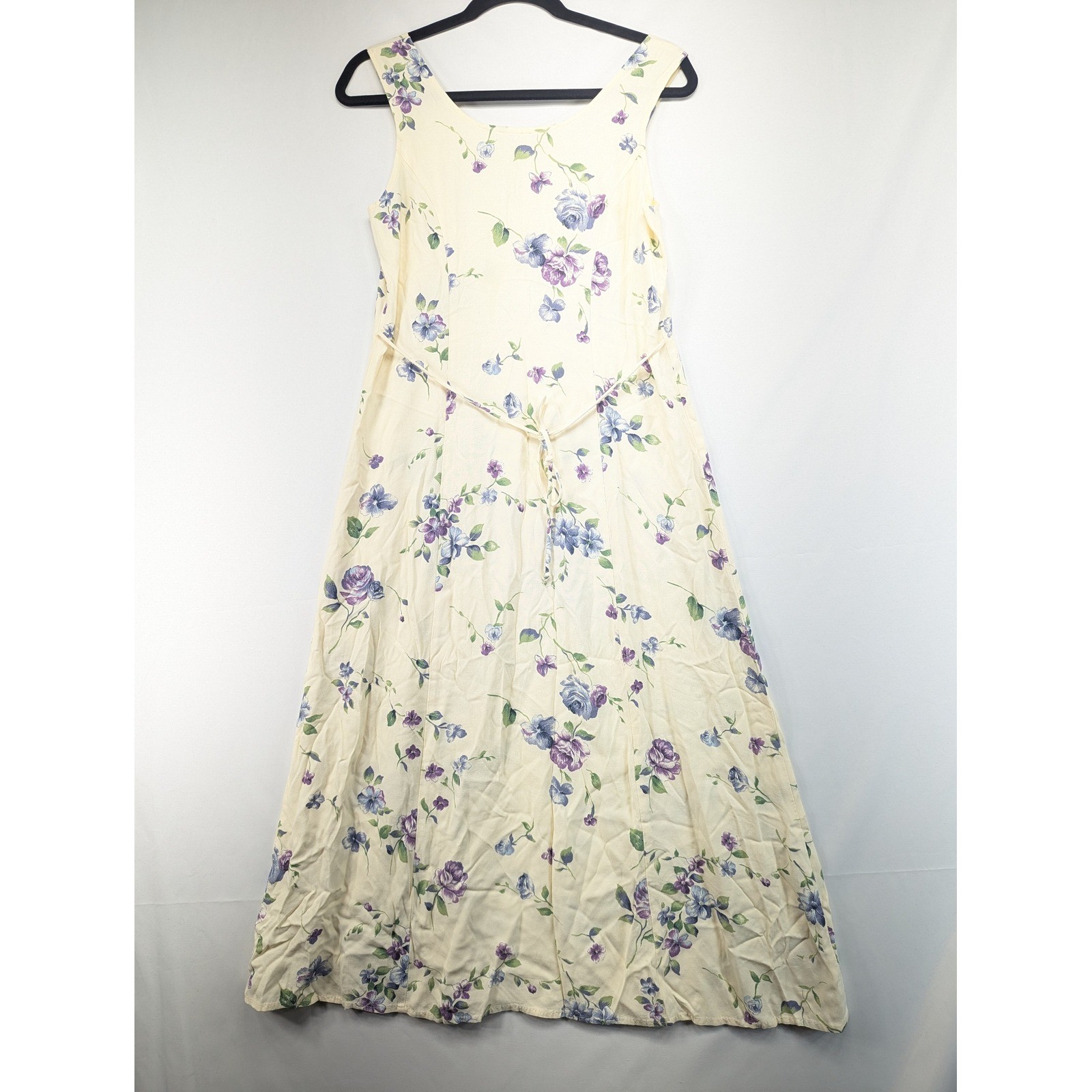 Vintage Los Angeles Gal 90s Floral Maxi Dress & Knit Jacket 2pc Set Cream Size 8