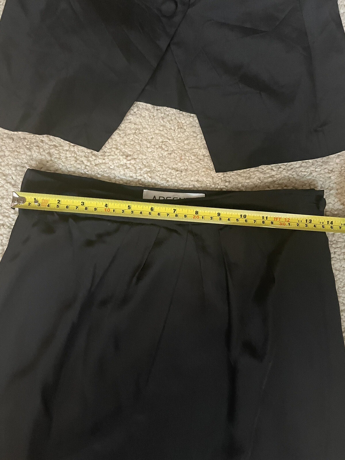 Vintage Argenti Silk 2 Piece Woman’s Black Suit Size 8 Jacket, Size 6 Skirt