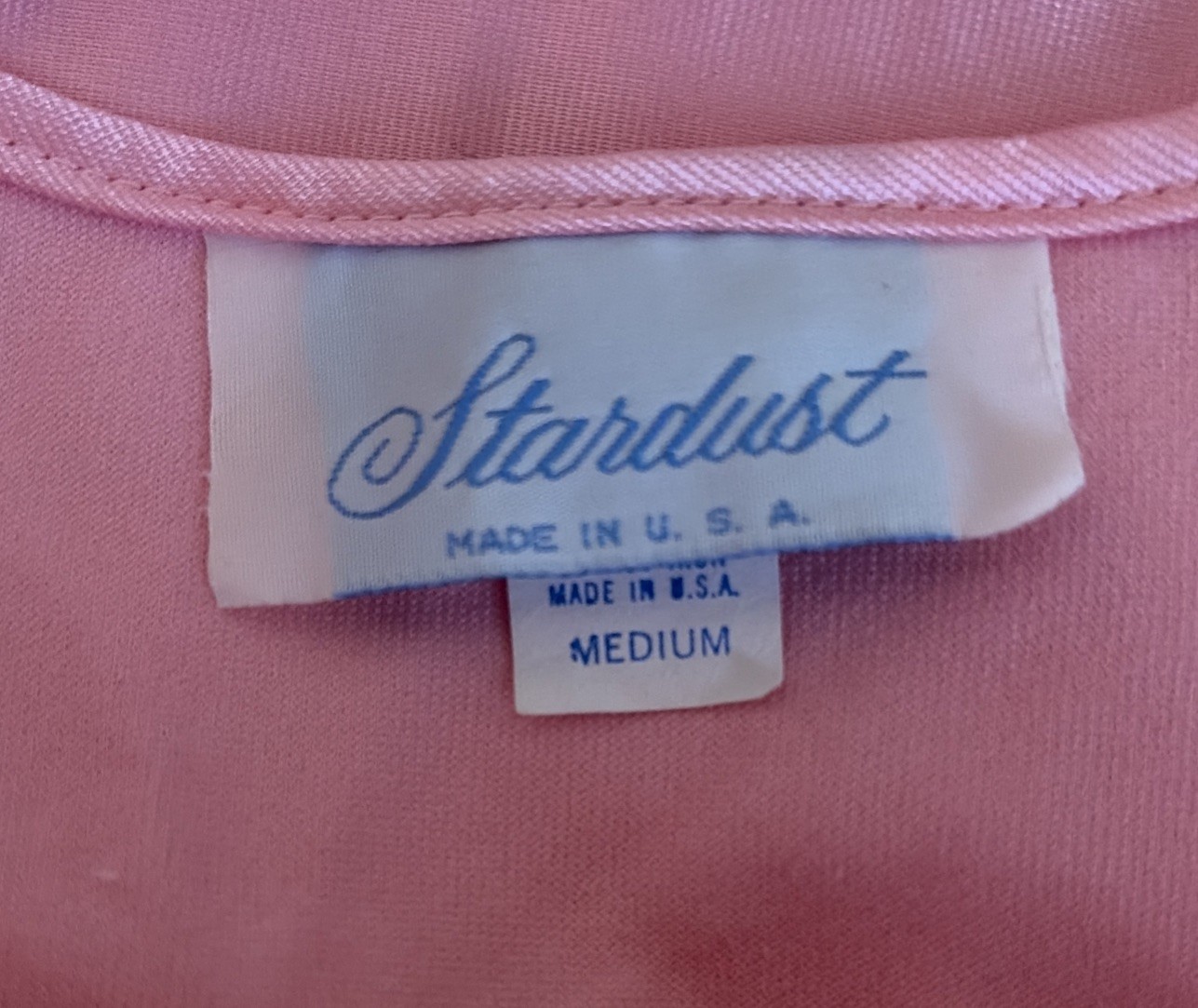 Vintage Stardust Made in USA Pink Nightgown Lace Side Slits Size M