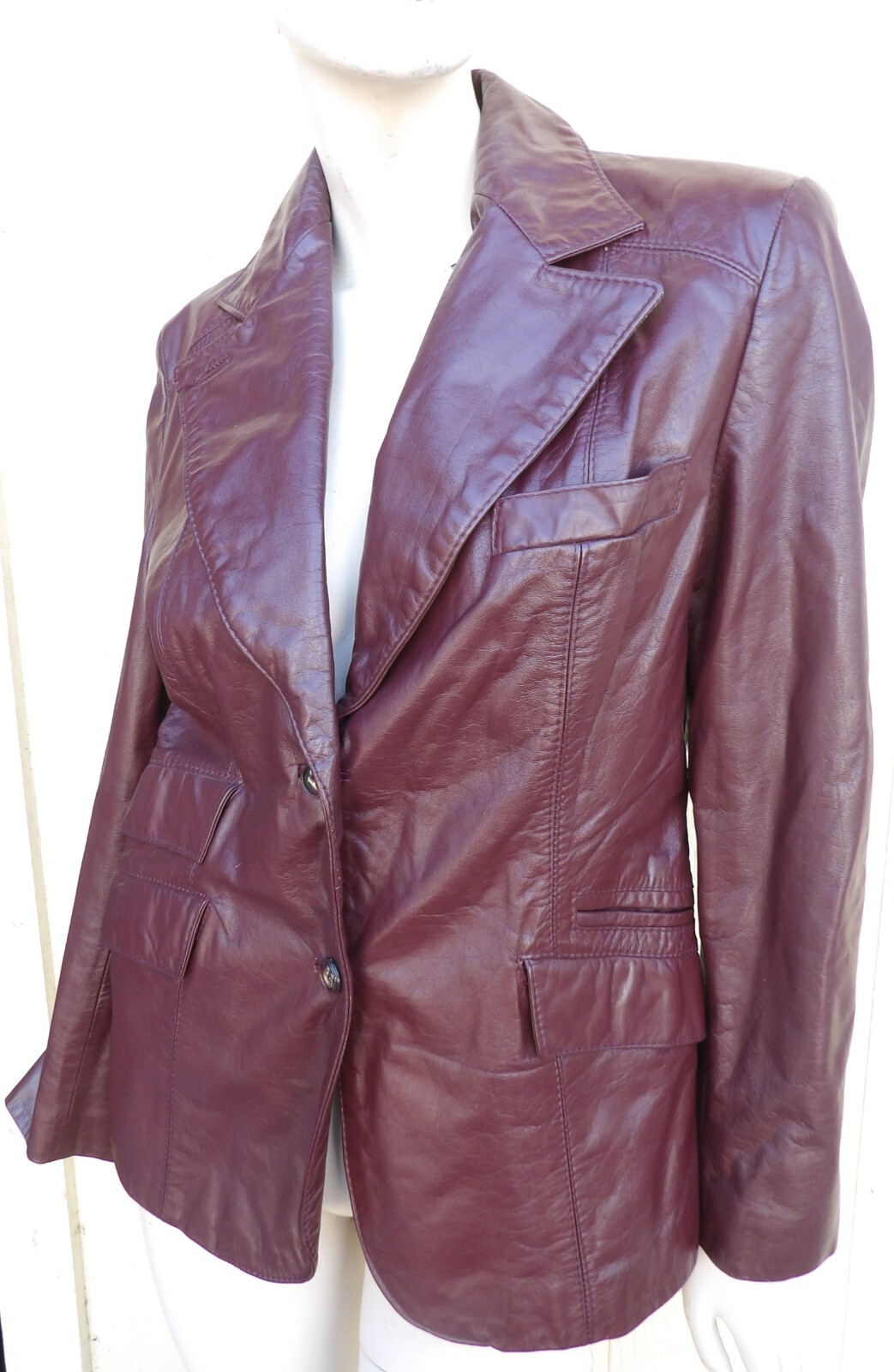 Vintage 1970s Etienne Aigner Burgundy Leather Jacket Size 12