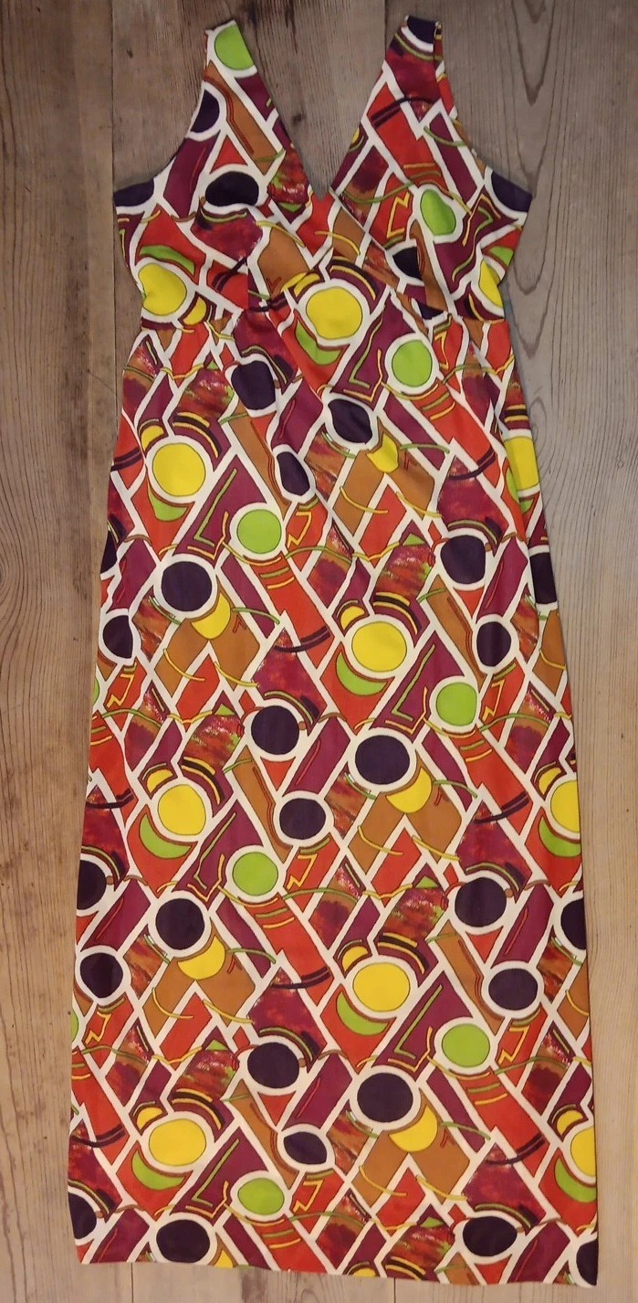Vintage 60s Hippie Festival Womens M Maxi Dress Handmade Sleeveless Babydoll