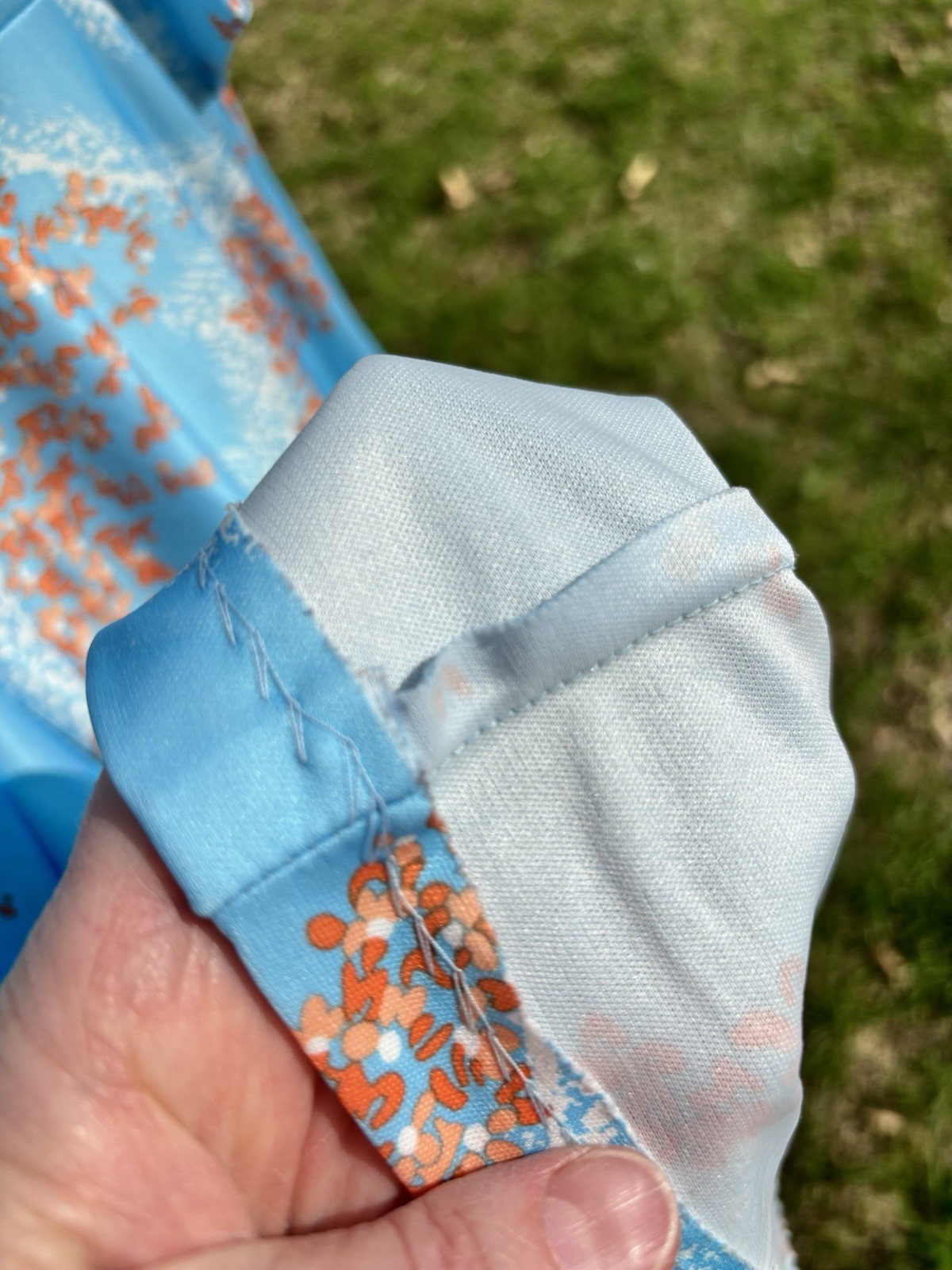 VTG 1970s Secretary Dress Pussy Cat Bow Fit Flair Midi Sz S B32 W26 Blue Orange
