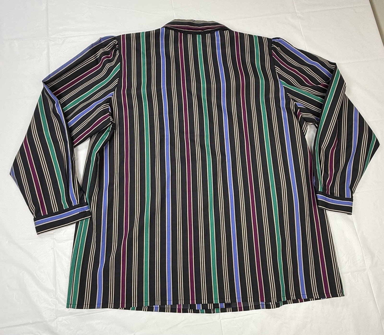 70s 80s Multicolor Striped Shirt Women’s XL-1X Vintage Power Dressing Playful