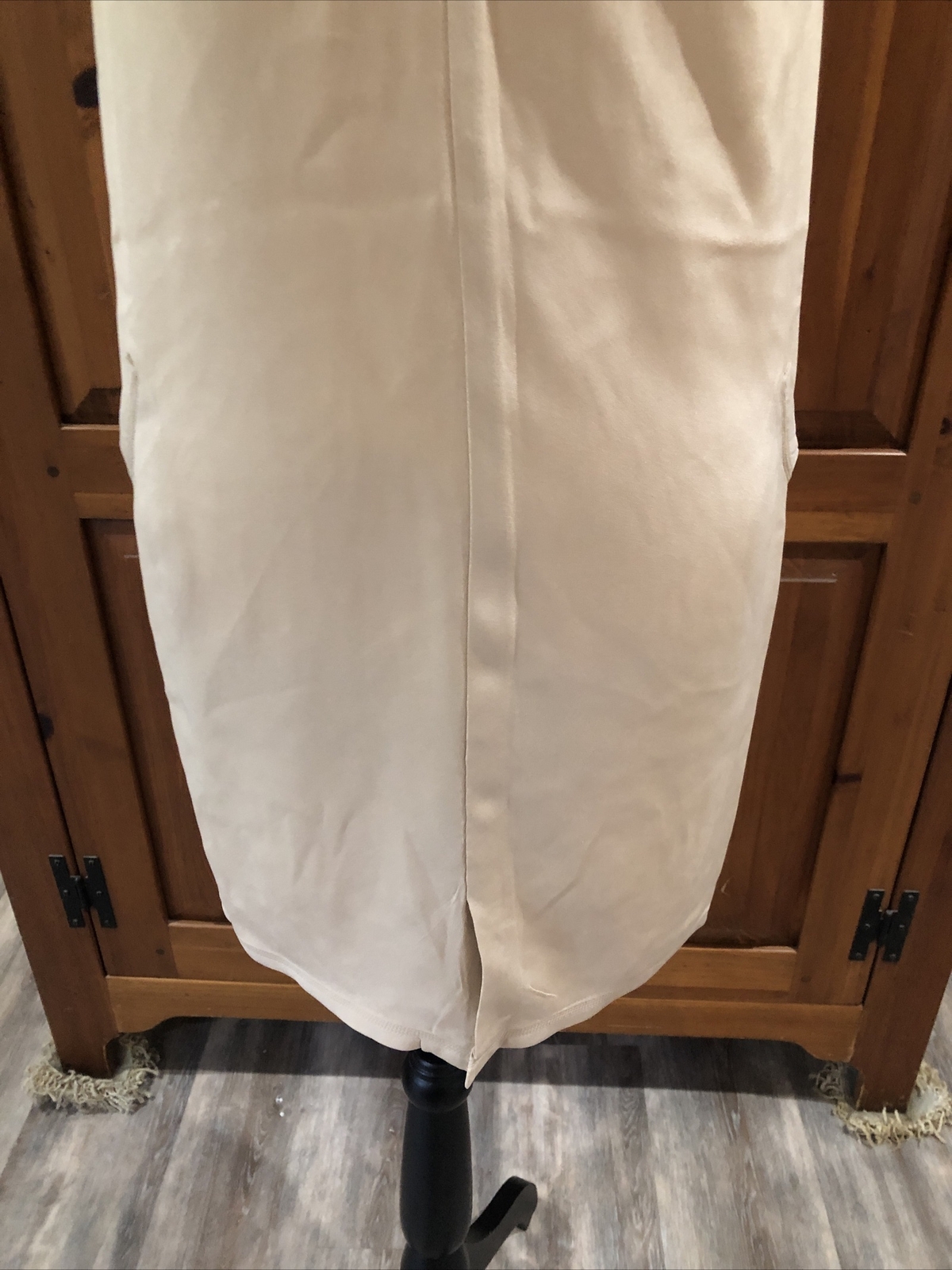 Geoffrey Beene vintage 70s blush nude silk jersey Chicly Detailed Shift Dress S