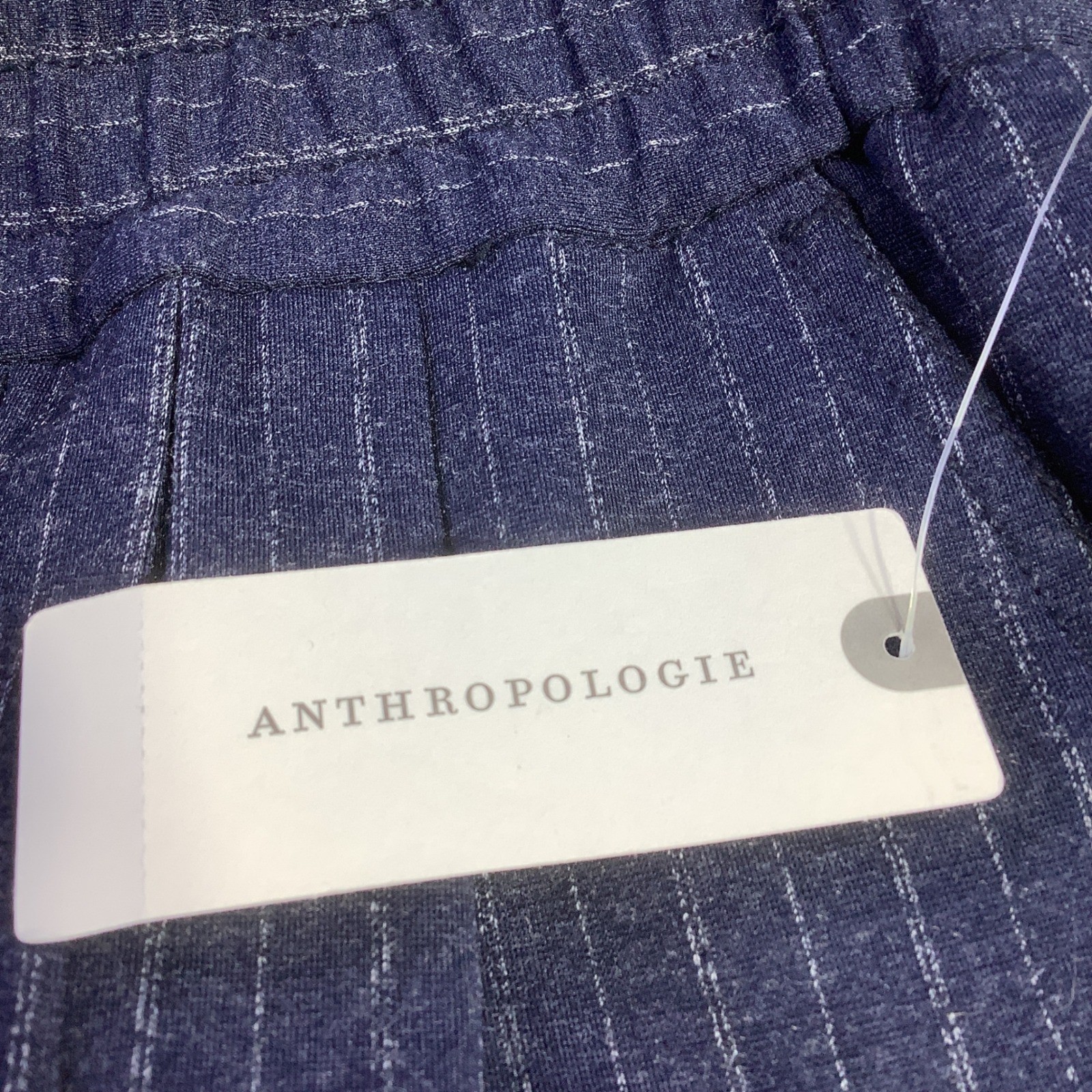 Anthropologie Maeve Navy Pinstripe Wide Leg Elastic Waist Pants Size XS NWT