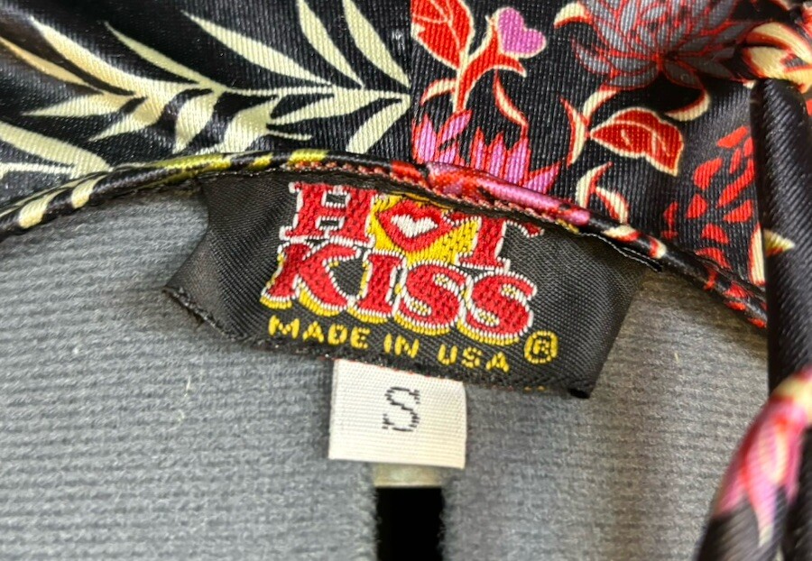 Vtg Y2K Slip Dress Black Oriental Pattern Hot Kiss Sz Small Lace Up Back