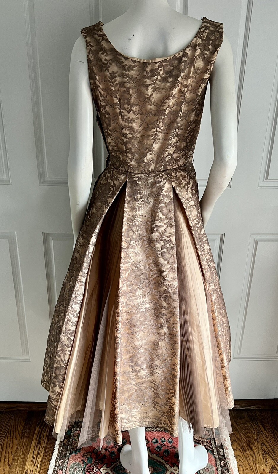 Rare Vintage 1950s-60s Alberto Fabiani Roma Lace Tulle Full Skirt Gown Dress S/M
