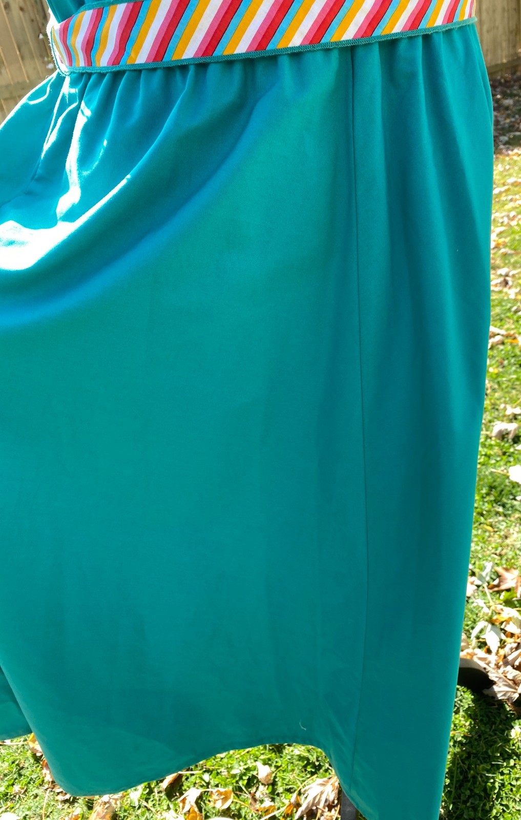 Vintage F.S.A. Collection Teal A-Line Dress Multi Color Belt Tie Strap Size 18