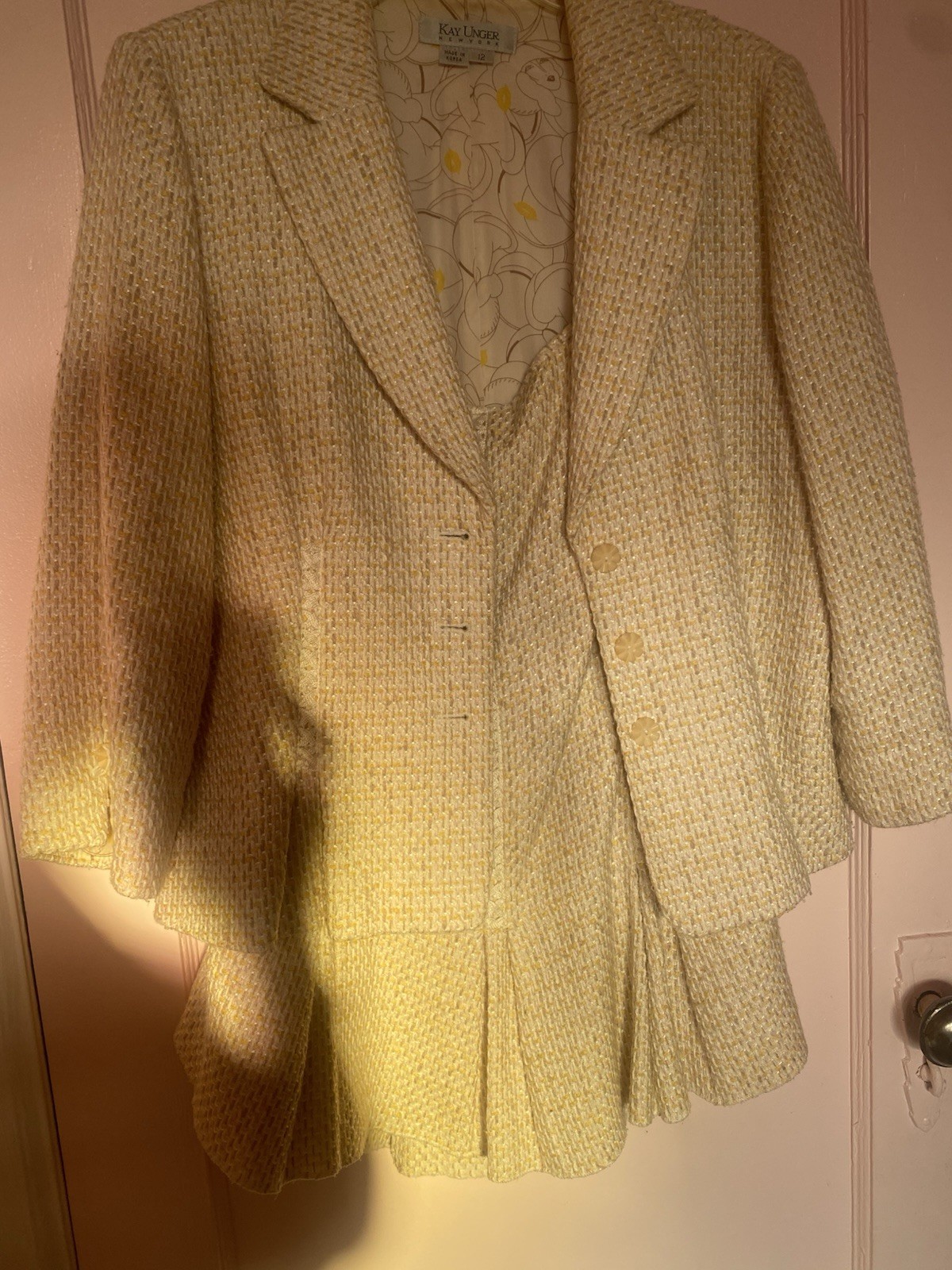 Vintage Kay Unger NY Skirt Suit Women Sz 12 Cotton Blend
