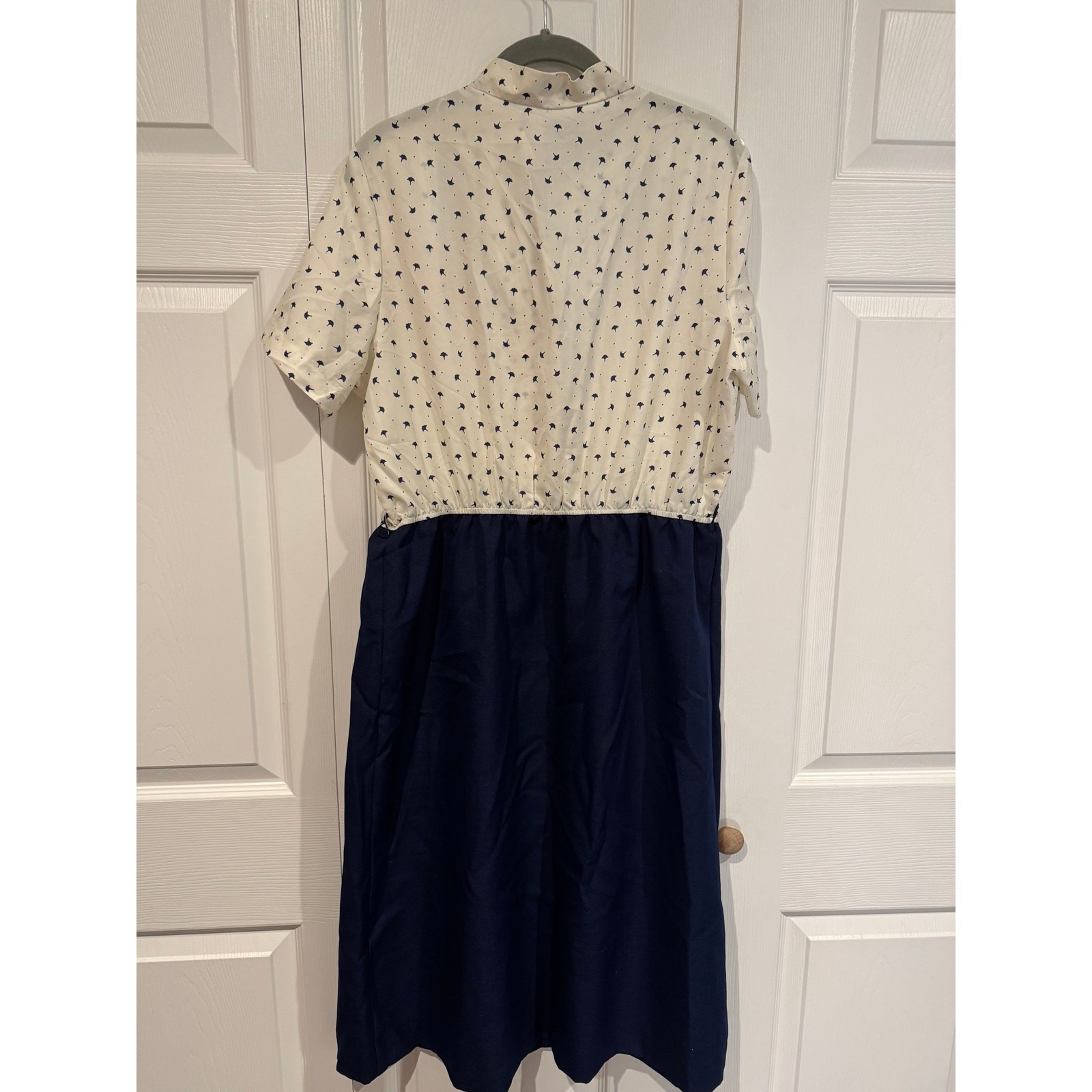 Vintage Lorac Original Lady Carol Navy Cream Dress Jacket Set XL Retro Office