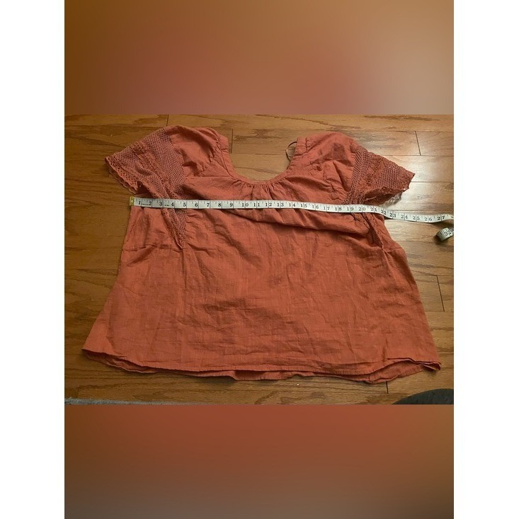 Old Navy Terracotta Cotton Crochet Lace Flutter Sleeve Boho Blouse Large