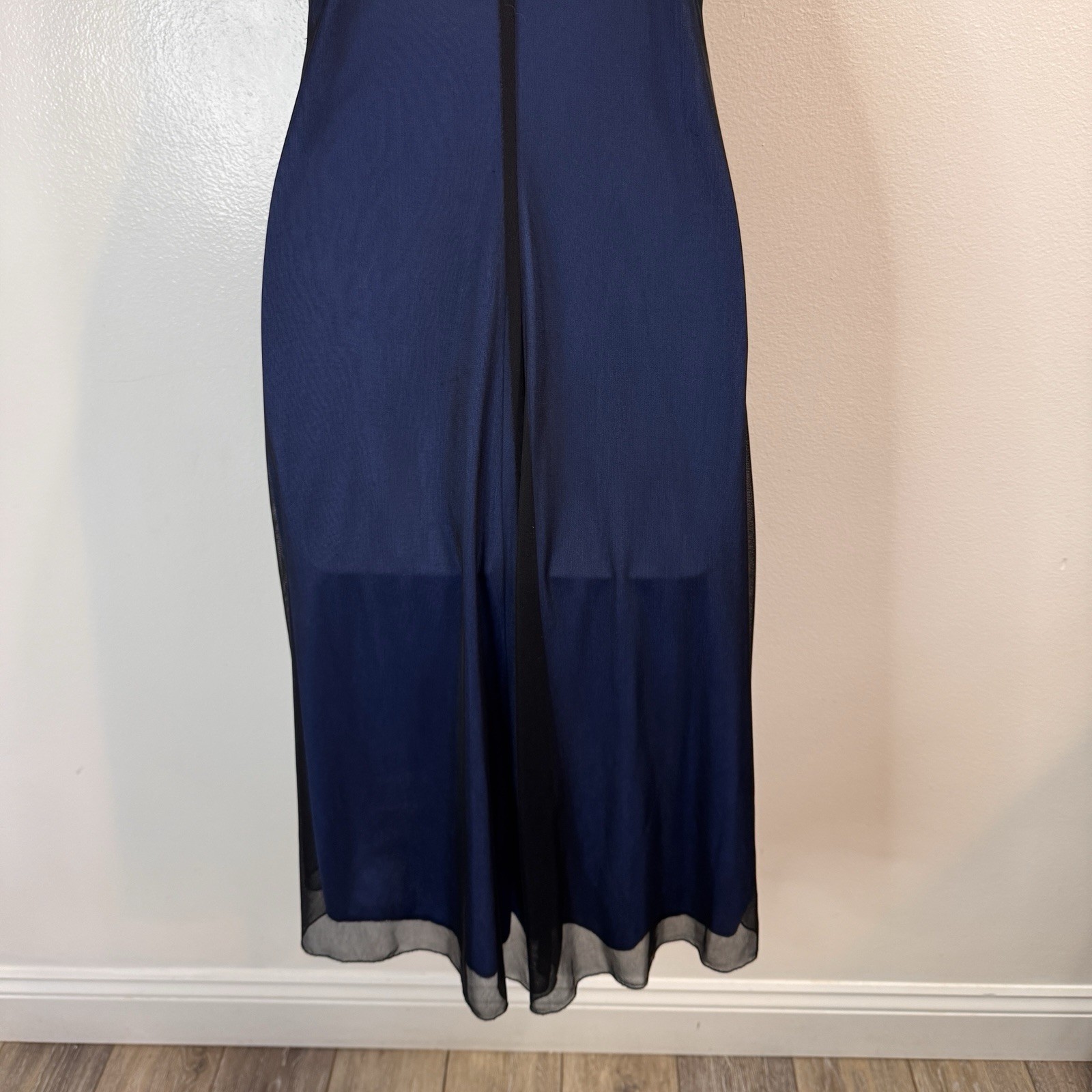 Vtg 90s Y2K City Studio Dress M Formal Sequin Fairy Whimsigoth Black Blue Empire