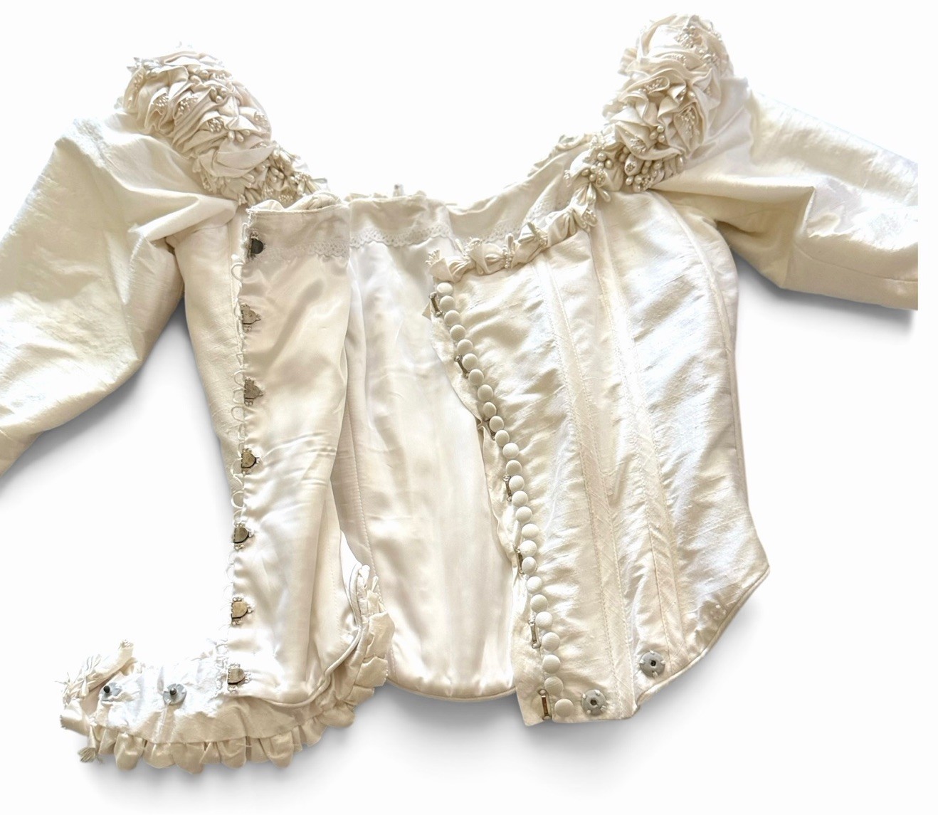 Anna Hernandez Handmade Bridal Corset Top XS/S Silk Victorian Style Long Sleeve